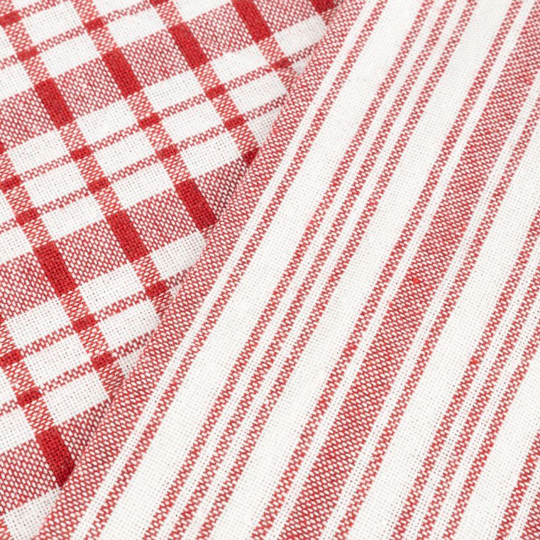Set de 2 paños de algodón con rayas rojas Midson45x65cm