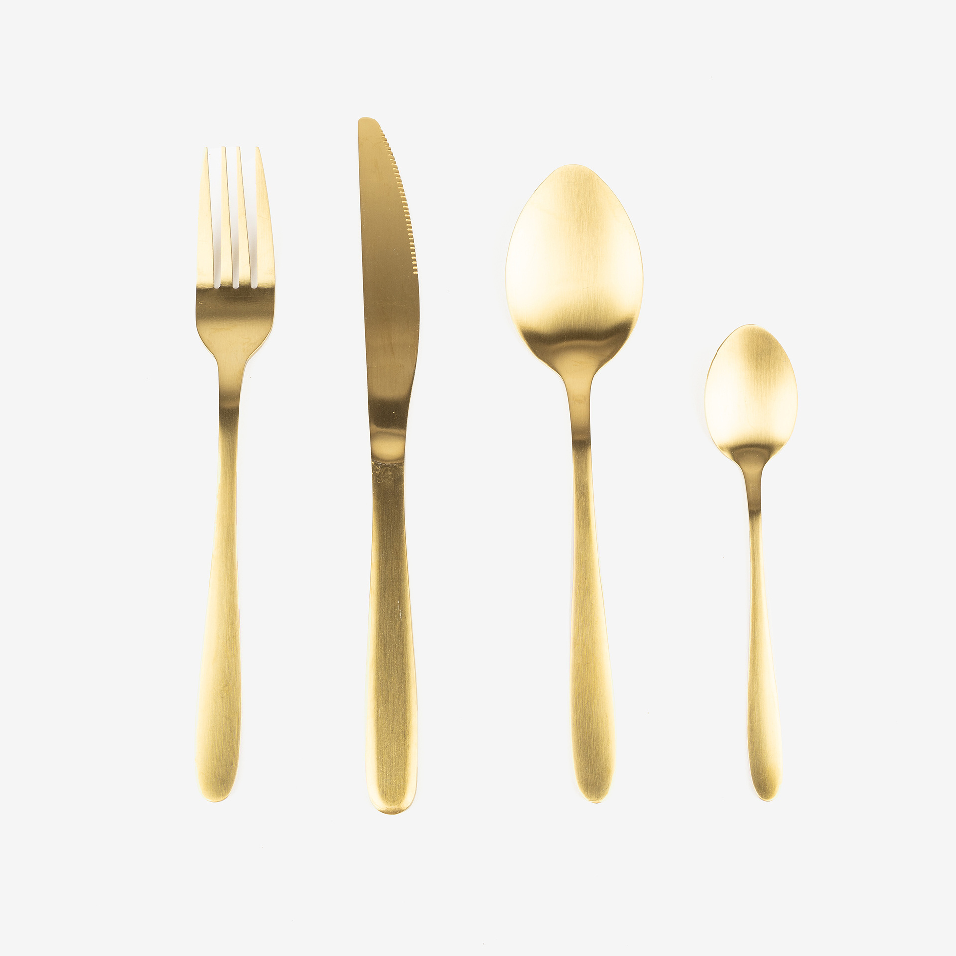 Cubertería de 16 piezas de acero inoxidable dorado