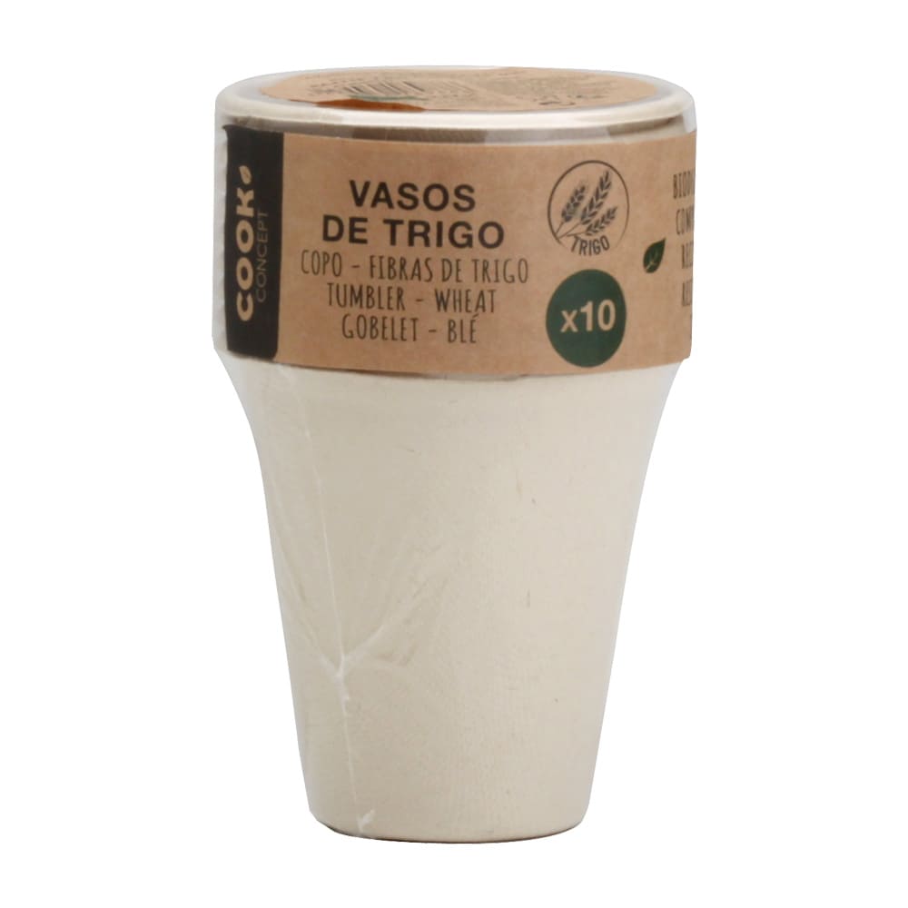 Conjunto de 10 vasos desechables de trigo &Oslash;20cl
