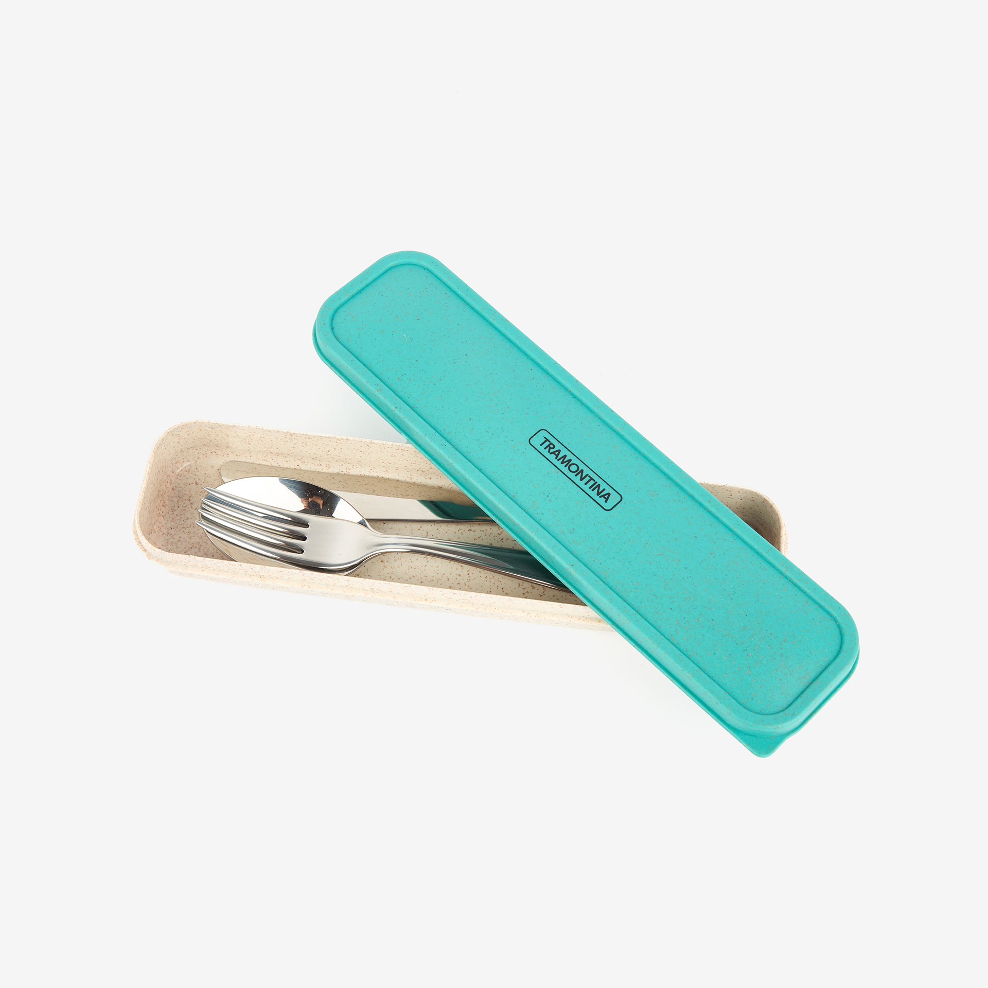 Set de 3 cubiertos de acero inoxidable con estuche