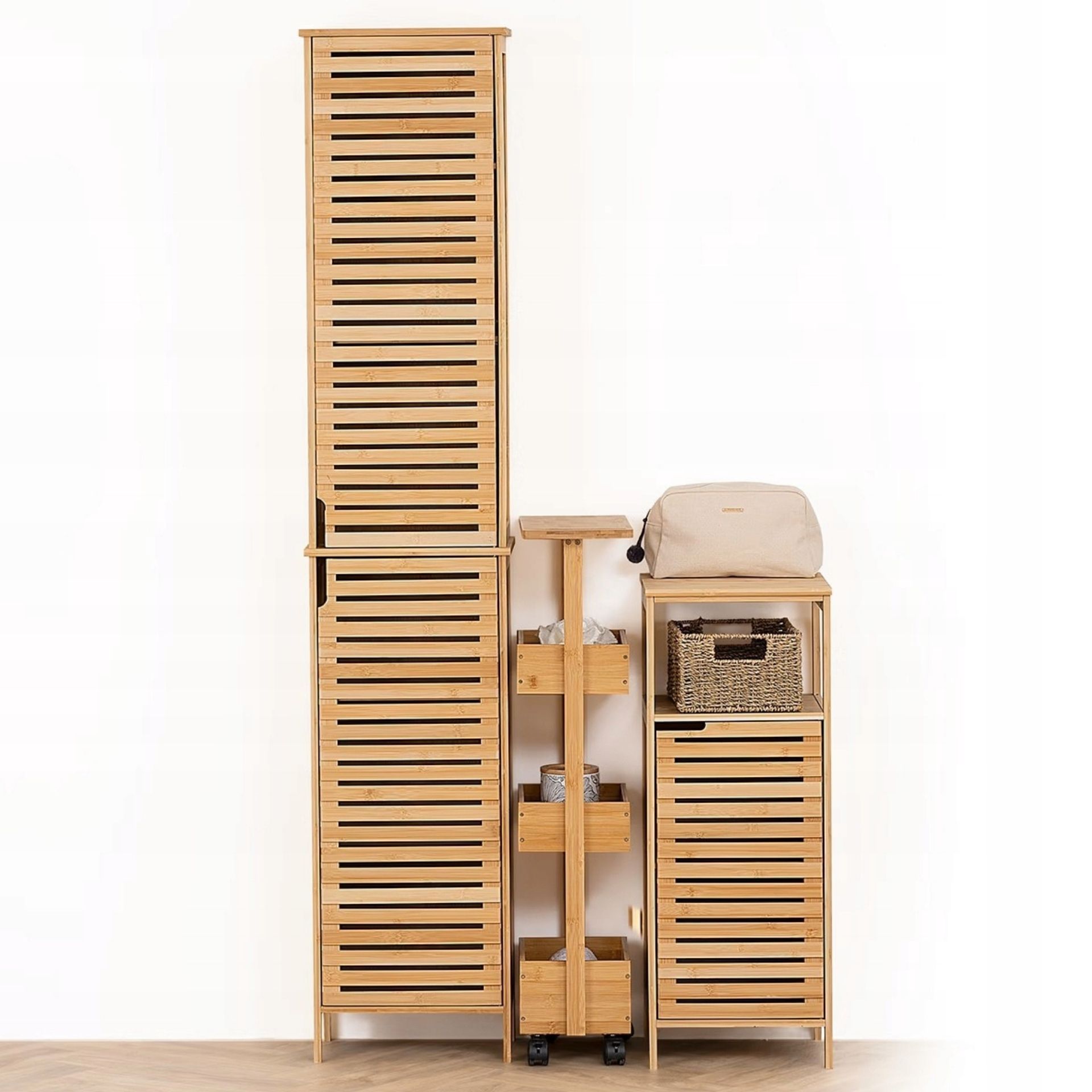 Carro de baño de bambú Karyl 33x18x86cm