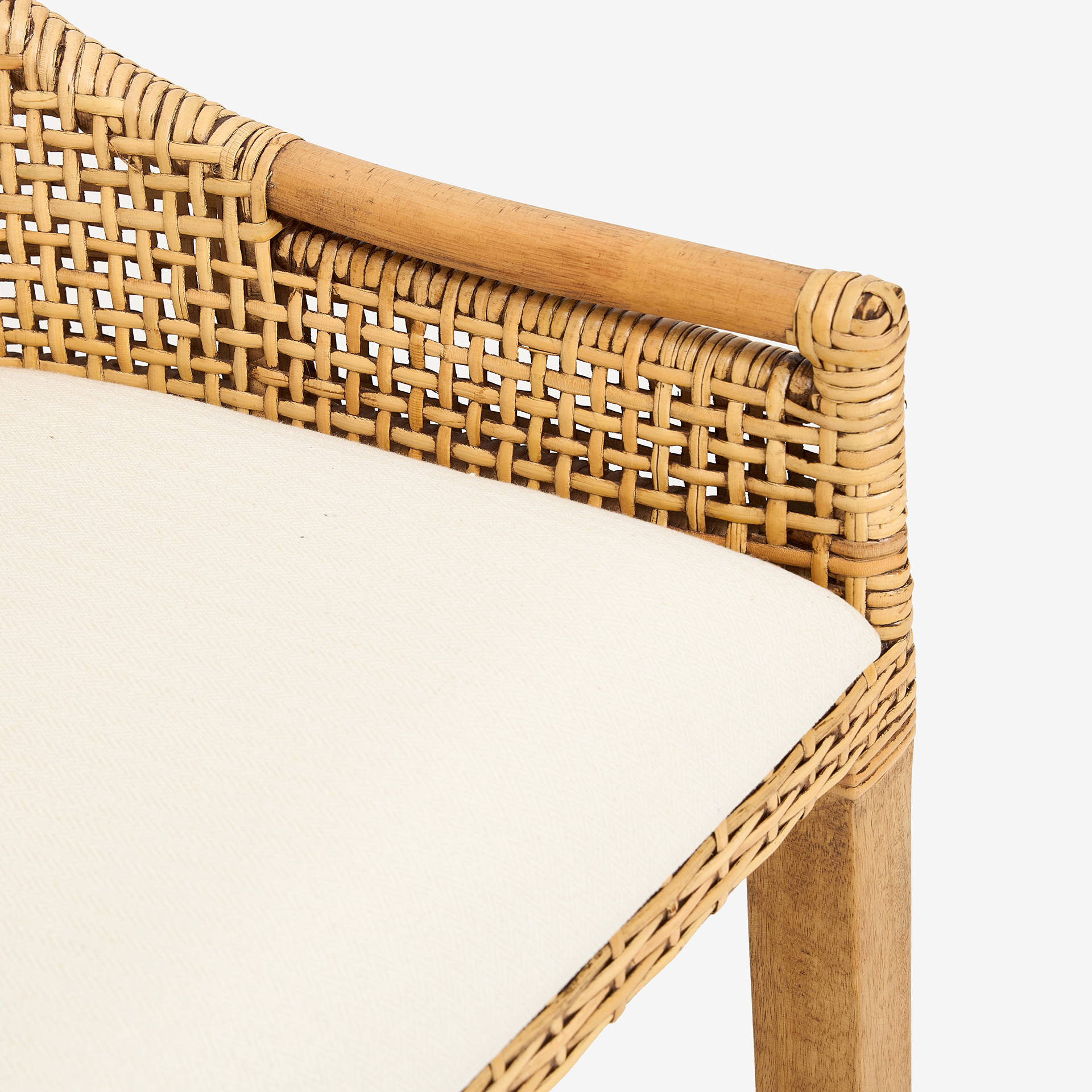 Silla de comedor de madera de mango y ratán Samos 53x56x88cm