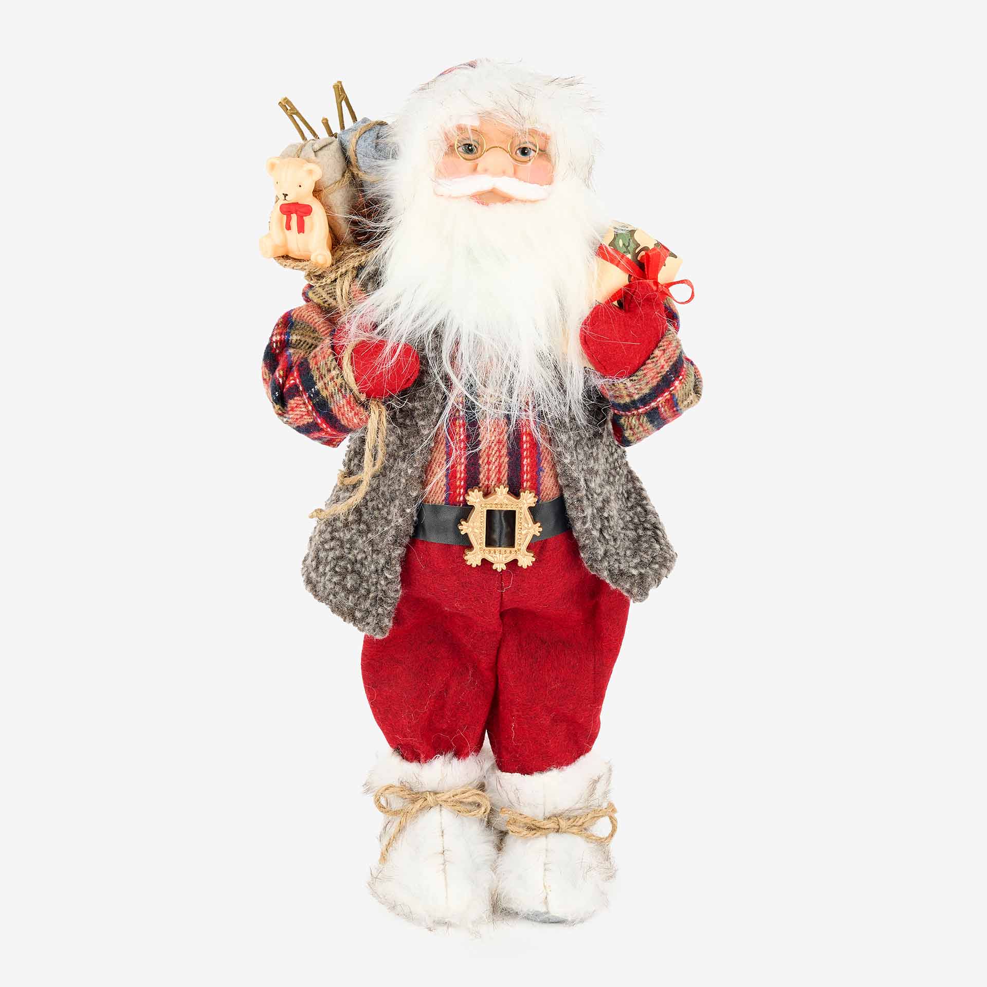 Figura decorativa Santa Claus con chaleco y regalos