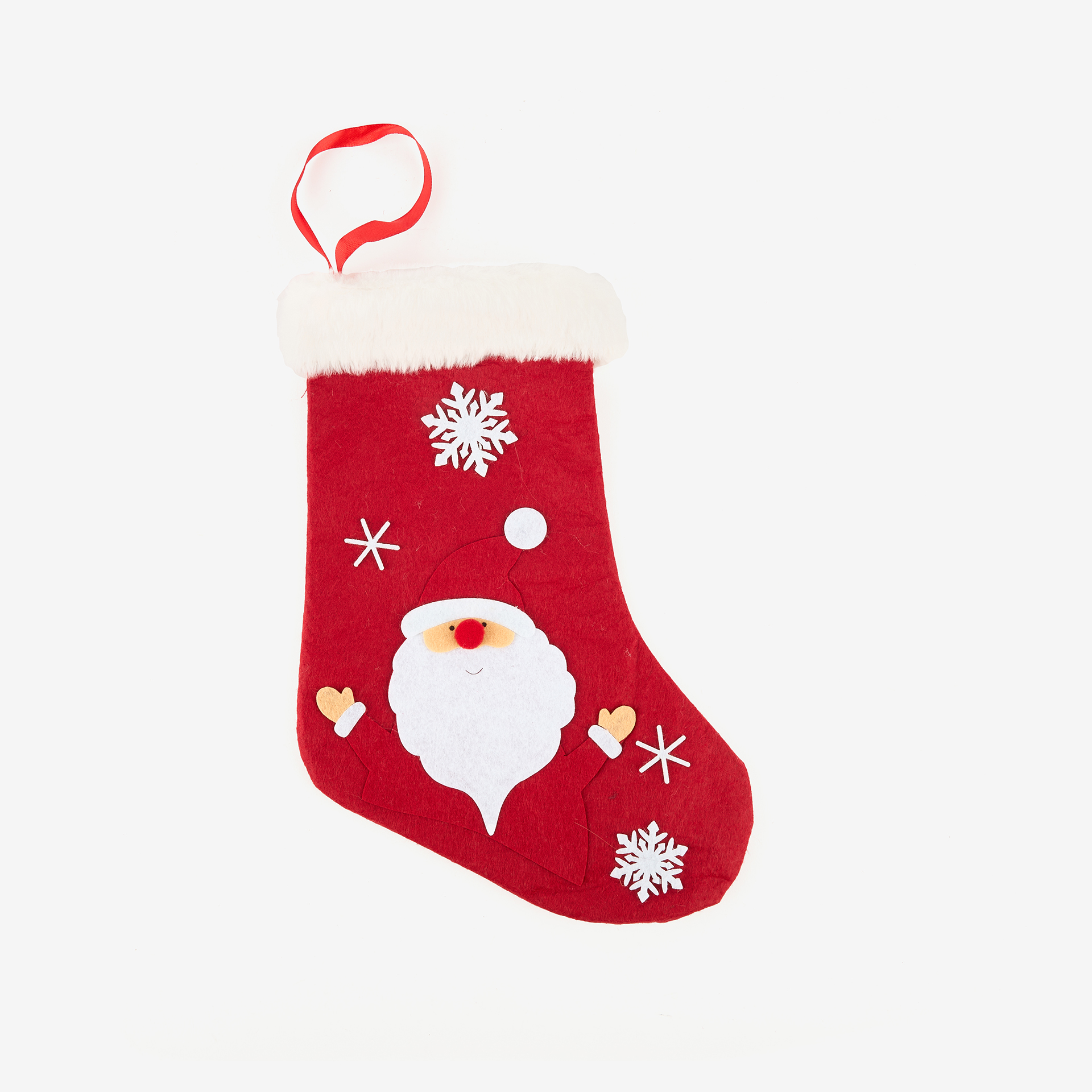 Calcetín de fieltro rojo Santa Claus 22x37cm