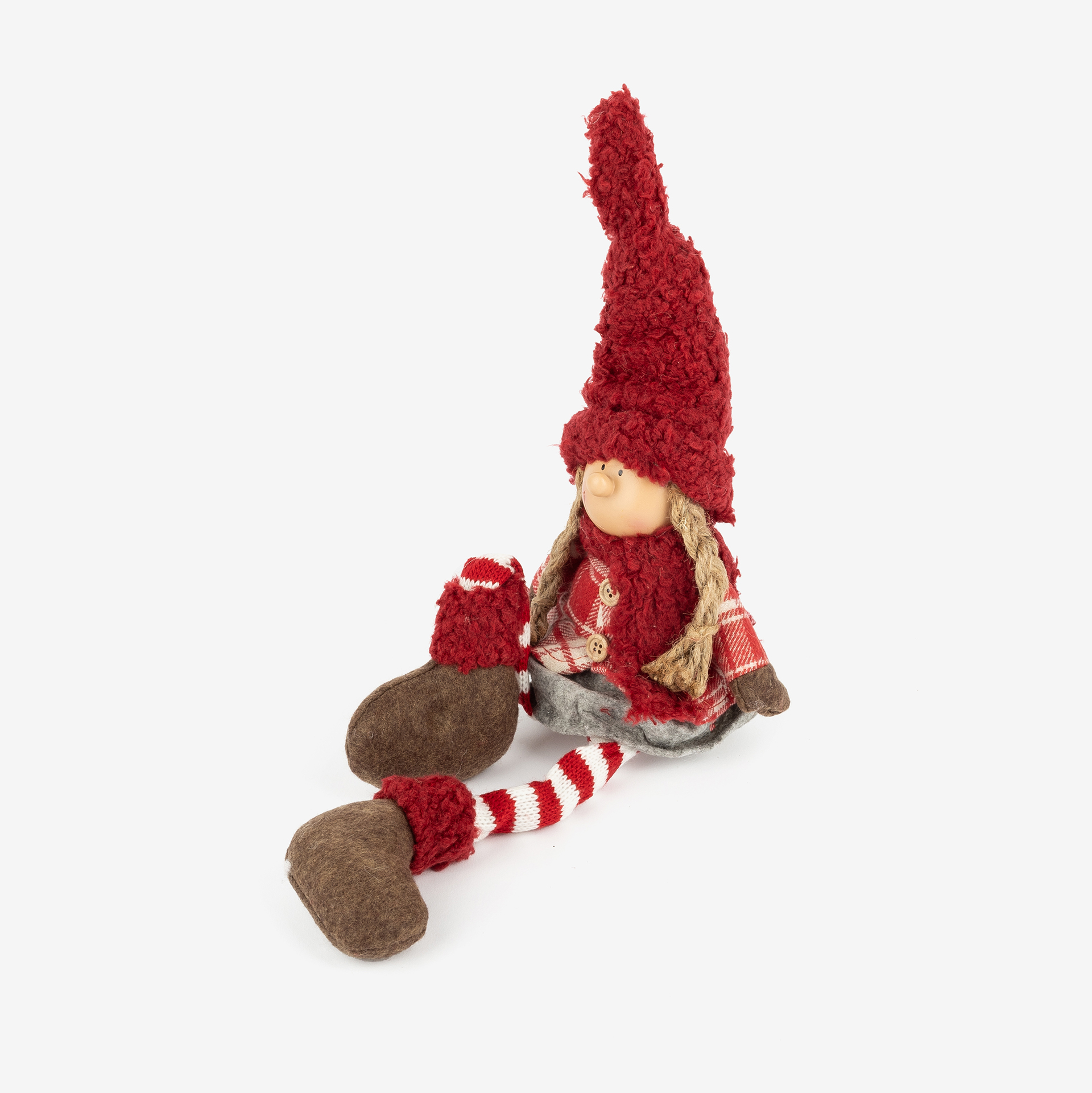 Figura decorativa Muñeca sentada con gorro 49cm