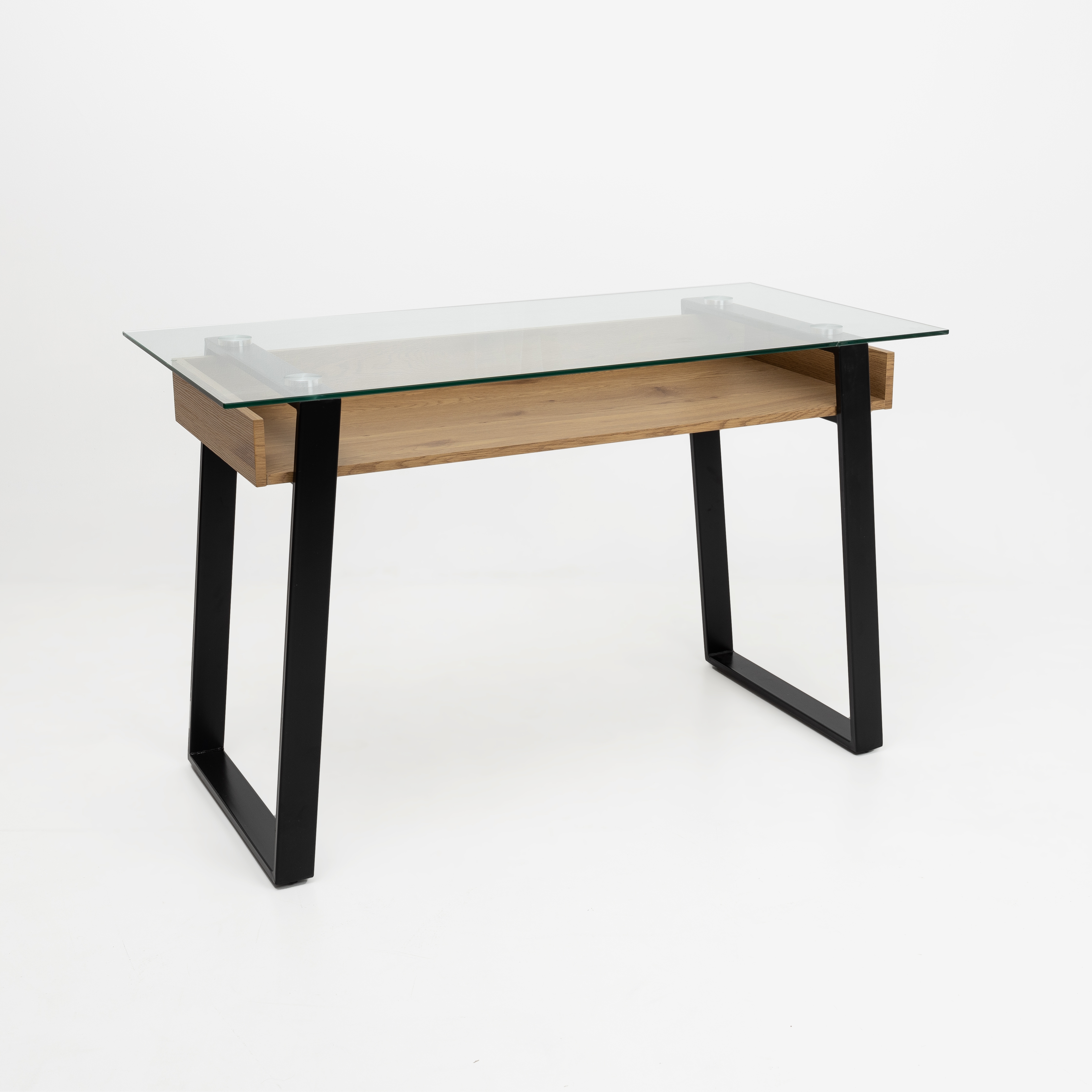 Escritorio de cristal y madera con base de metal Olav 120x60x75cm