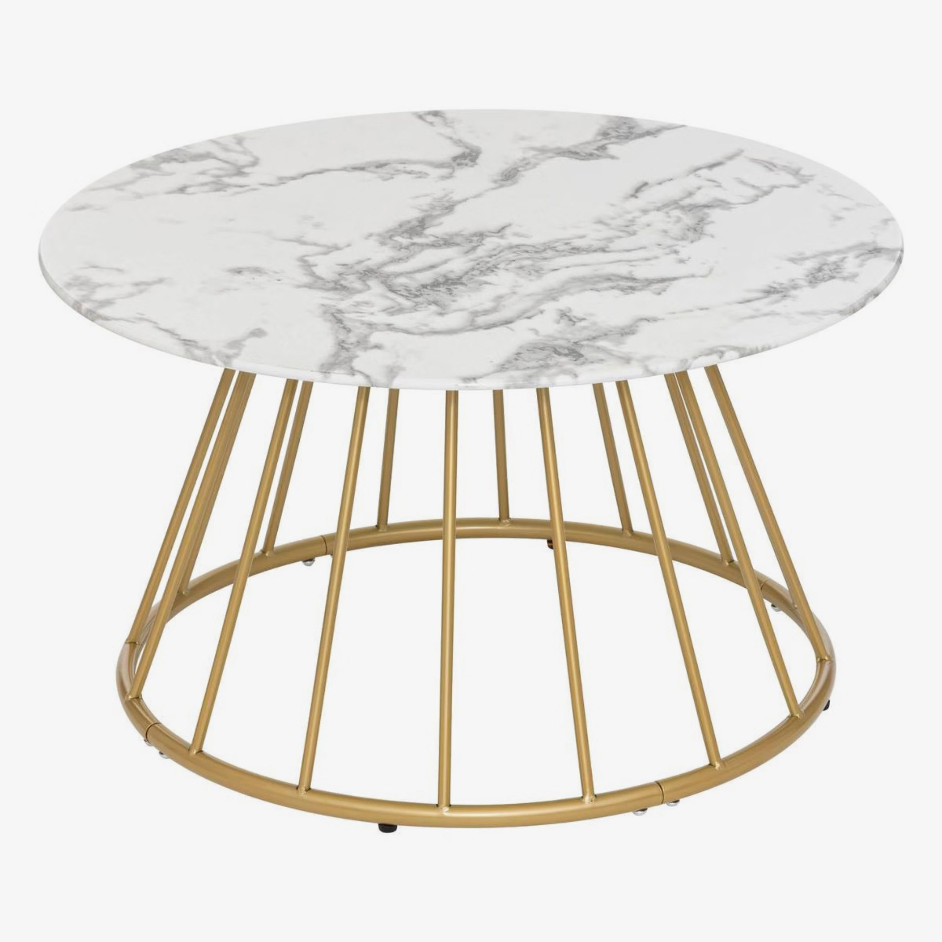 Mesa de centro de vidrio efecto m&aacute;rmol Moren &Oslash;70cm 
