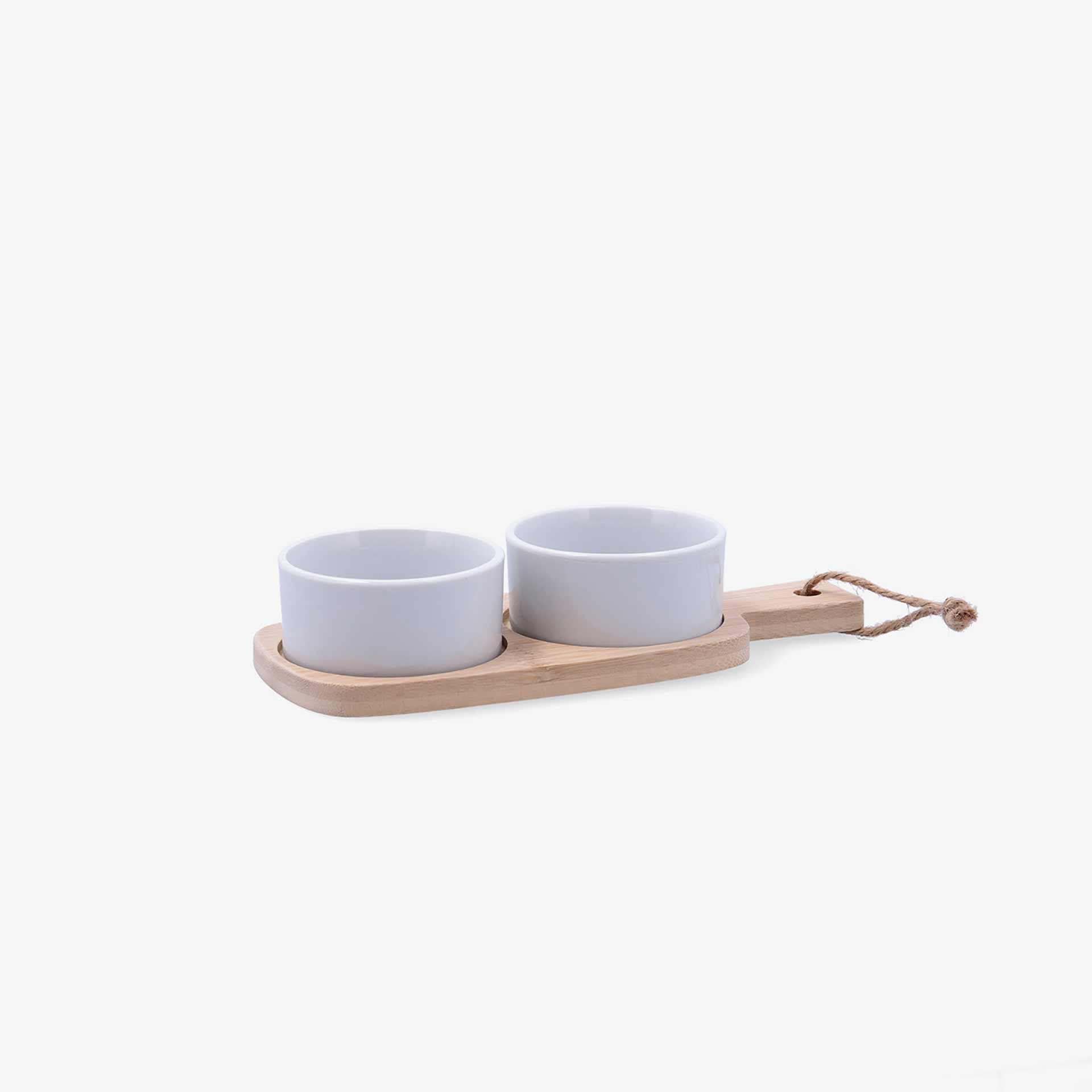 Tabla con 2 boles de ceramica redondos Tapas