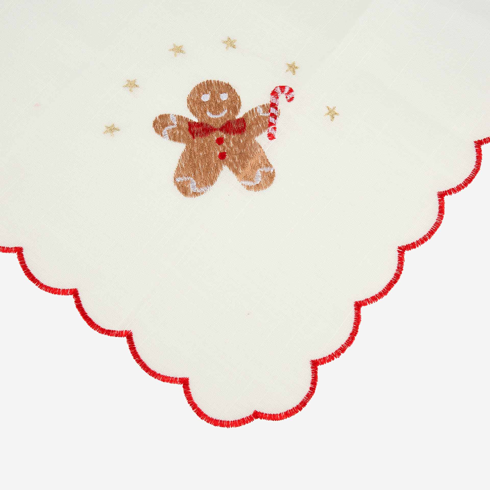 Servilleta blanca bordada Galleta Jengibre 45x45cm
