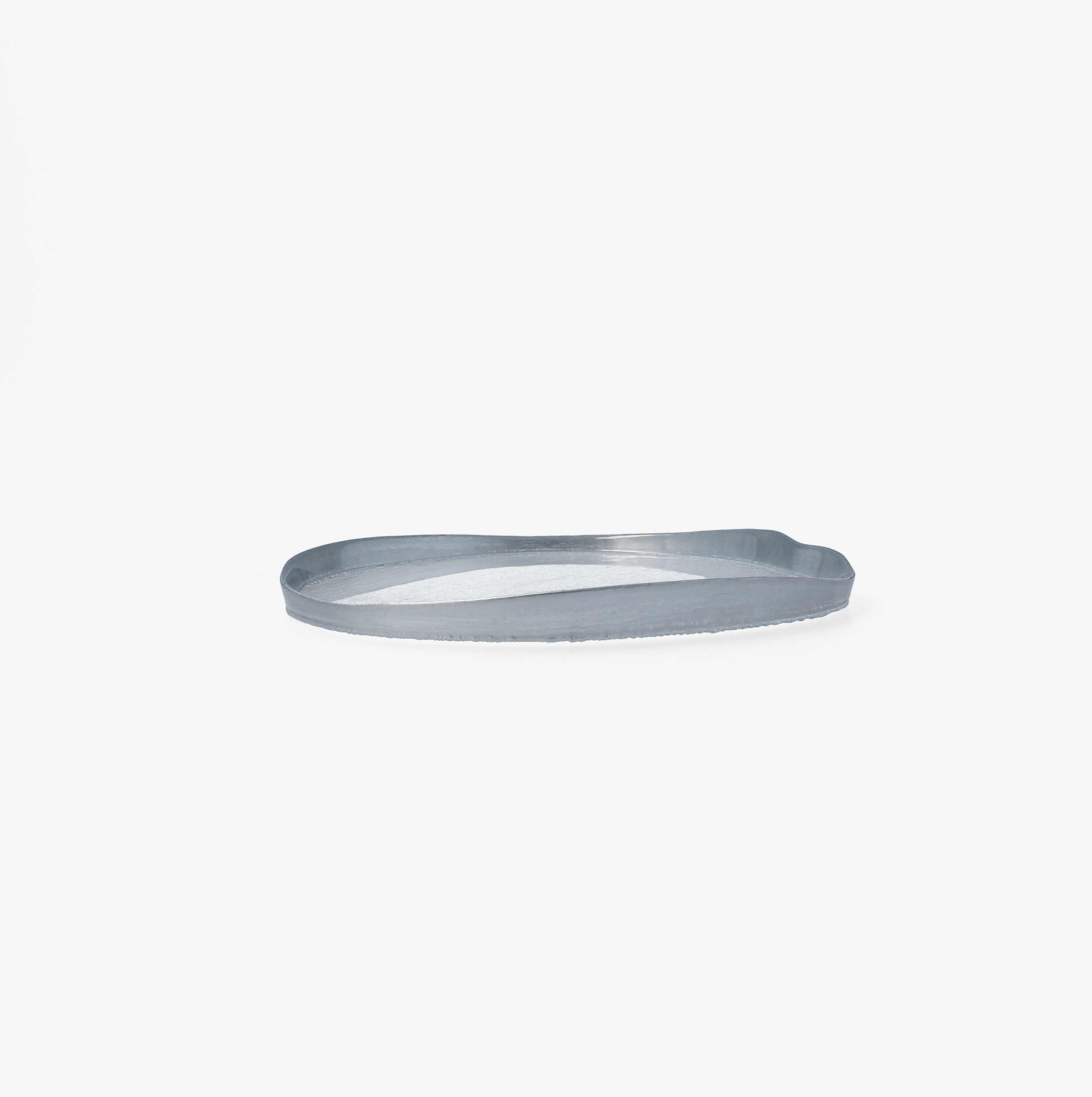 Plato irregular de vidrio con filo plateado Glam 21cm