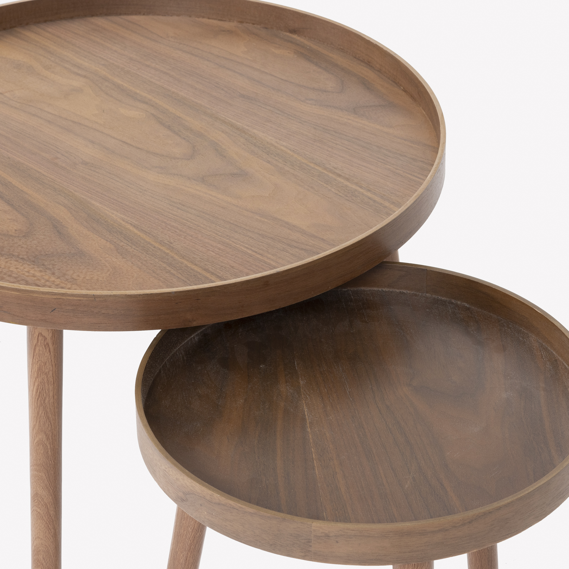 Set de 2 mesas auxiliares de madera de pino Ø60/Ø38cm