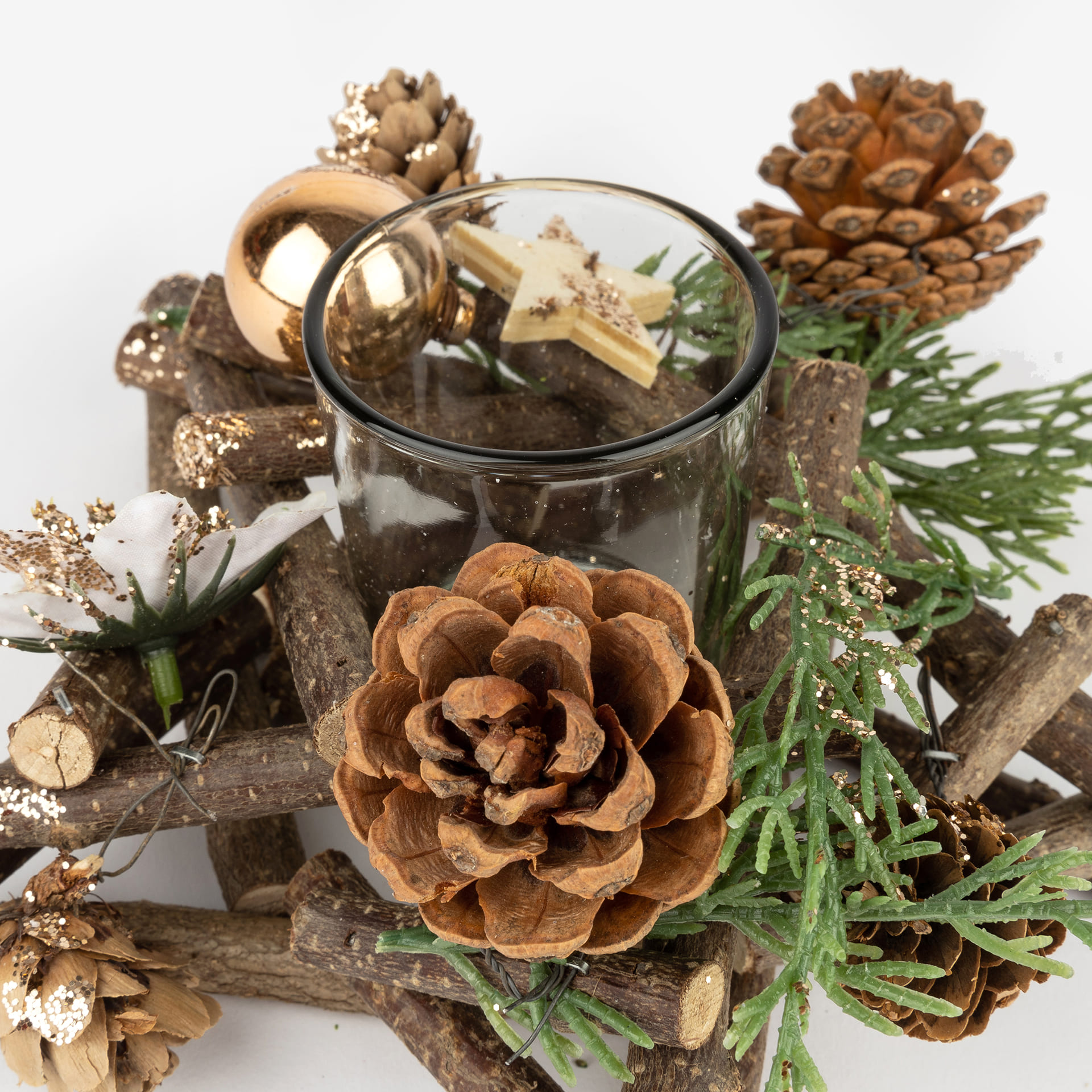 Portavelas piñas 18cm