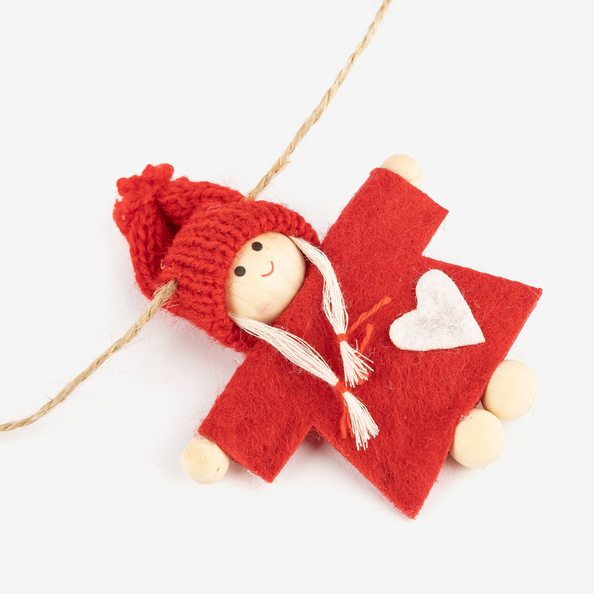 Guirnalda Muñecos fieltro rojo y gris 120cm
