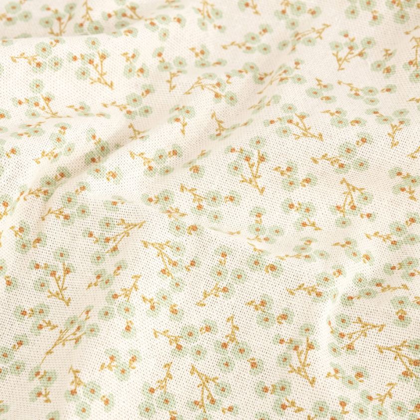 Mantel verde de algodón reciclado Begonia 135x200cm