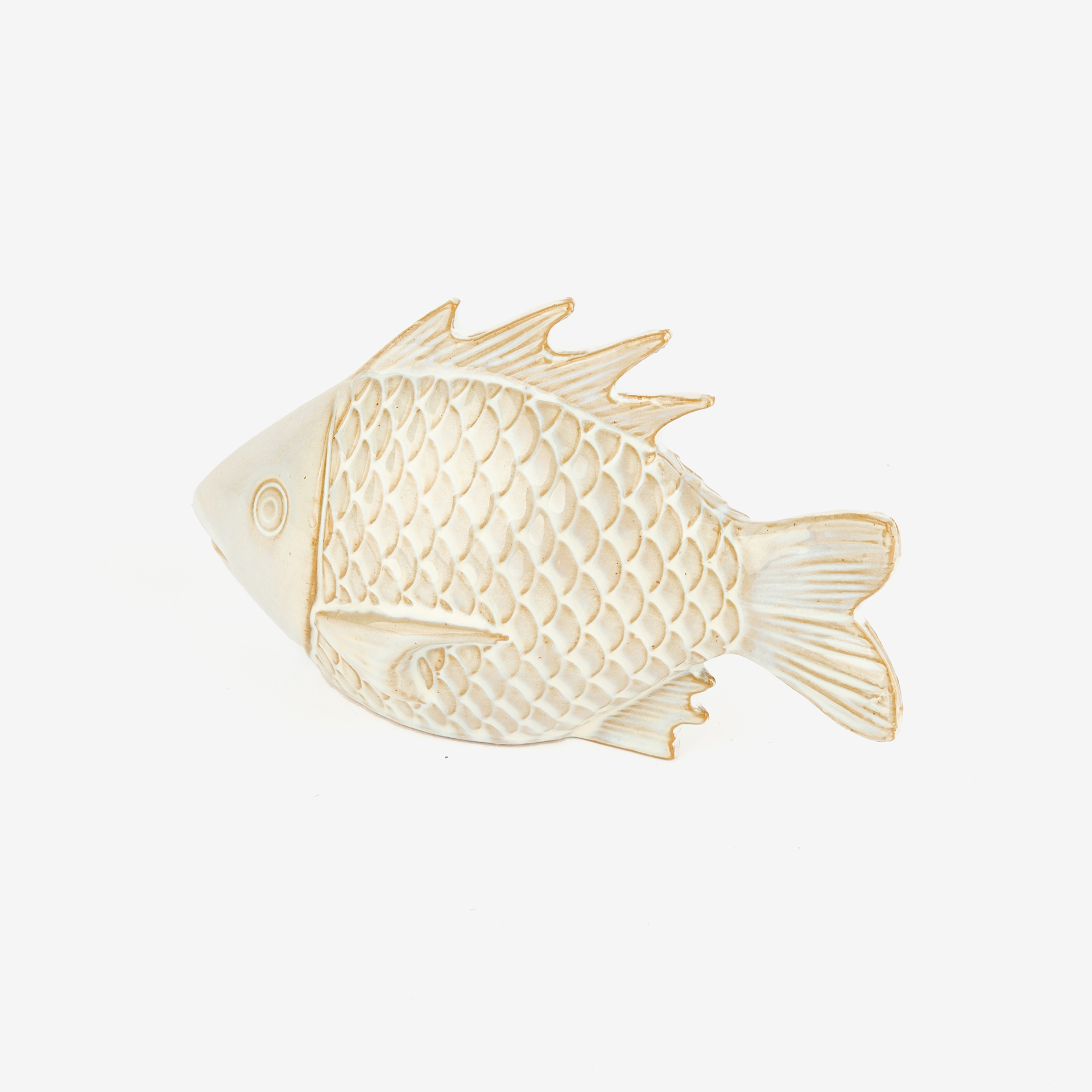 Figura decorativa de cerámica blanca Fish Sea 17,5x6,9x10,3cm