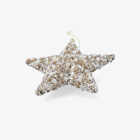 Bola de Navidad estrella de lentejuelas dorada 12cm