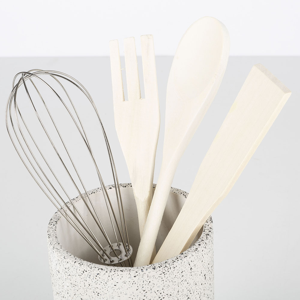 Set de portautensilios efecto piedra &Oslash;10x23cm