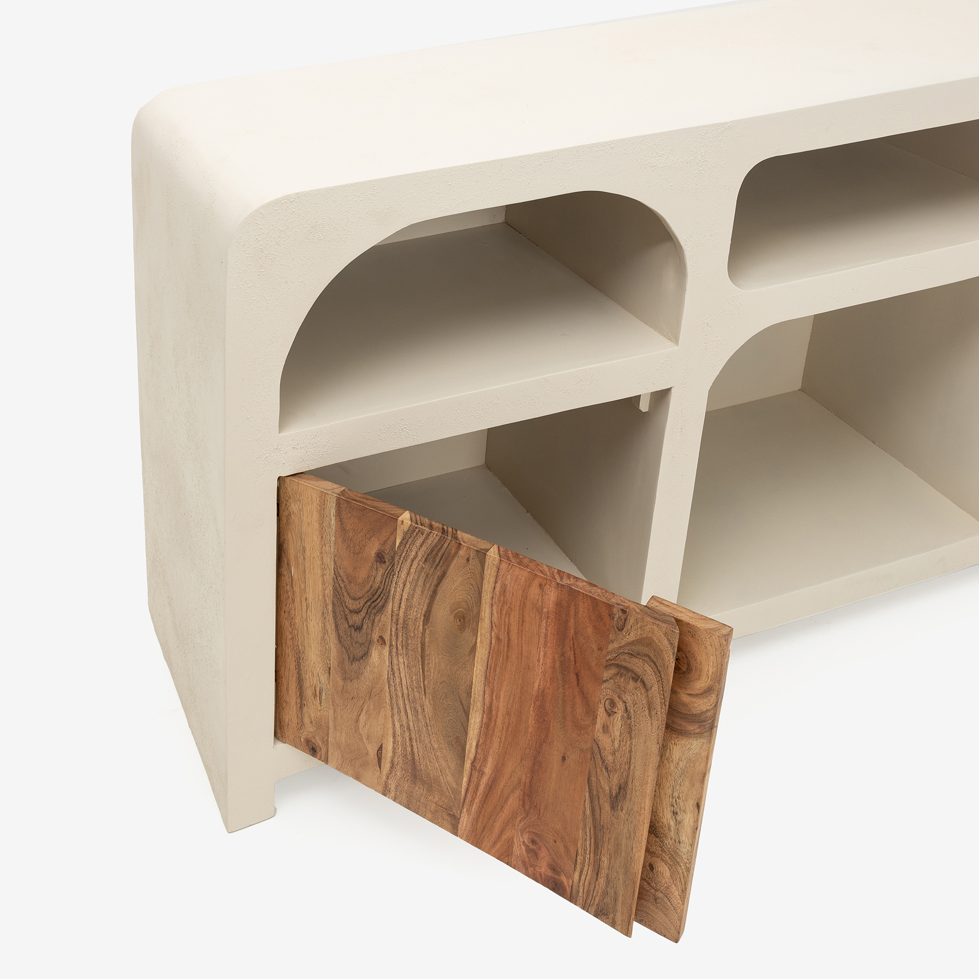 Aparador de madera de acacia y microcemento Kurli 160x40x75cm Clau&Chloe