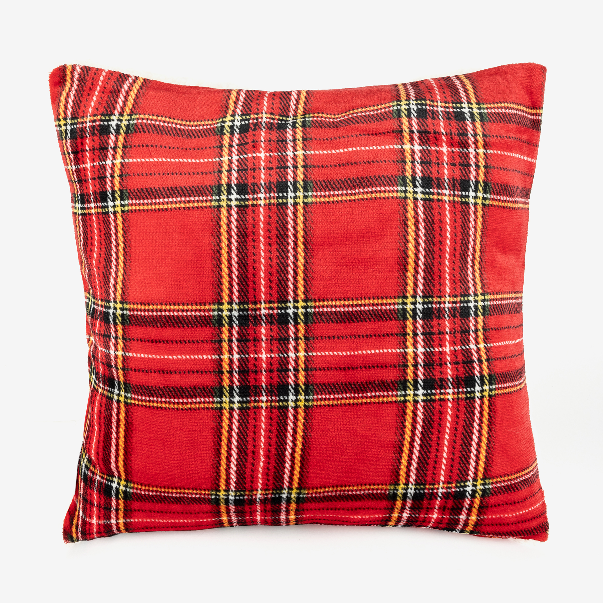 Funda de cojín de poliéster rojo Tartán 45x45cm