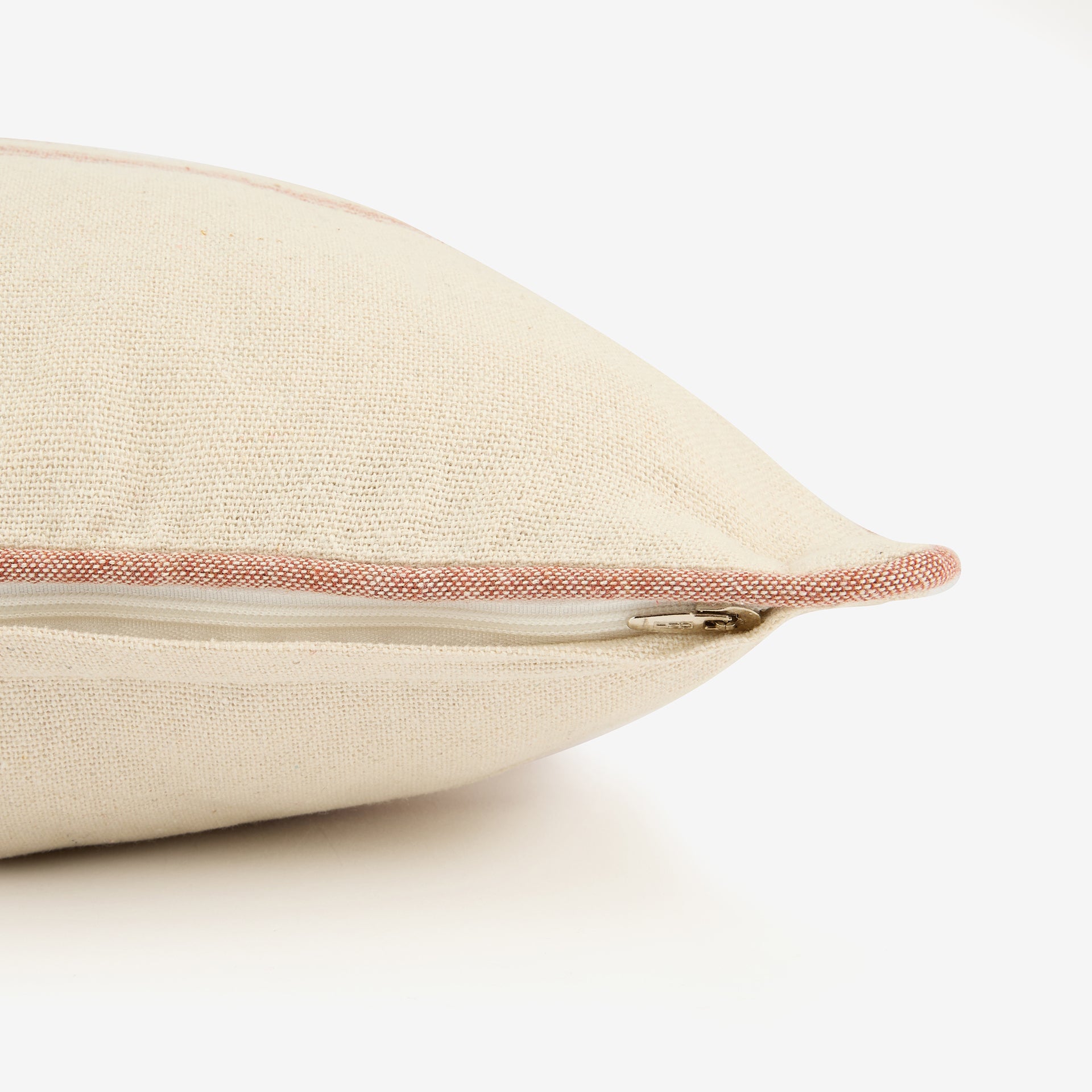 Funda de cojín beige con rayas teja Niza 60x60cm