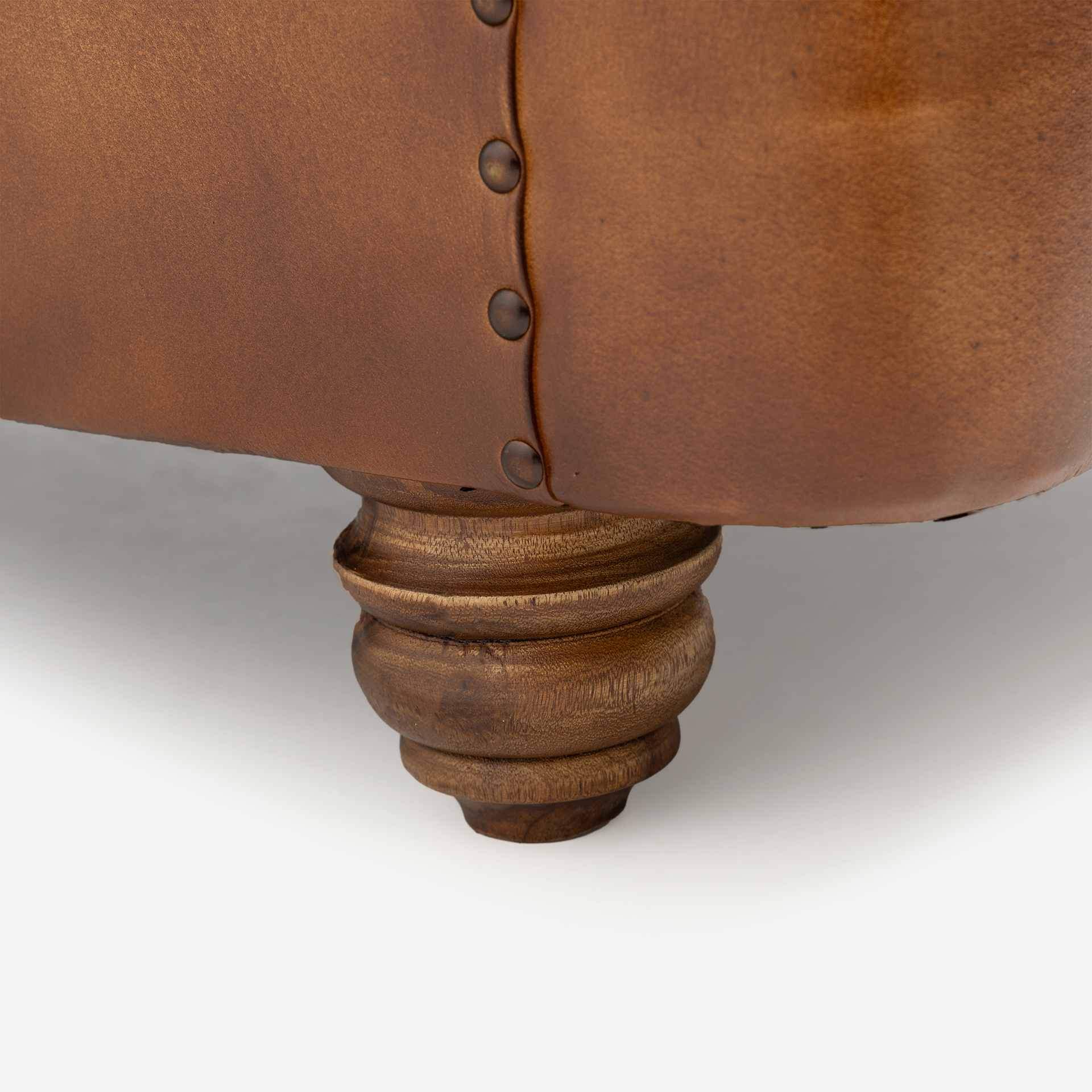 Sofa de 3 plazas de piel marrón Chester 190x77x80cm