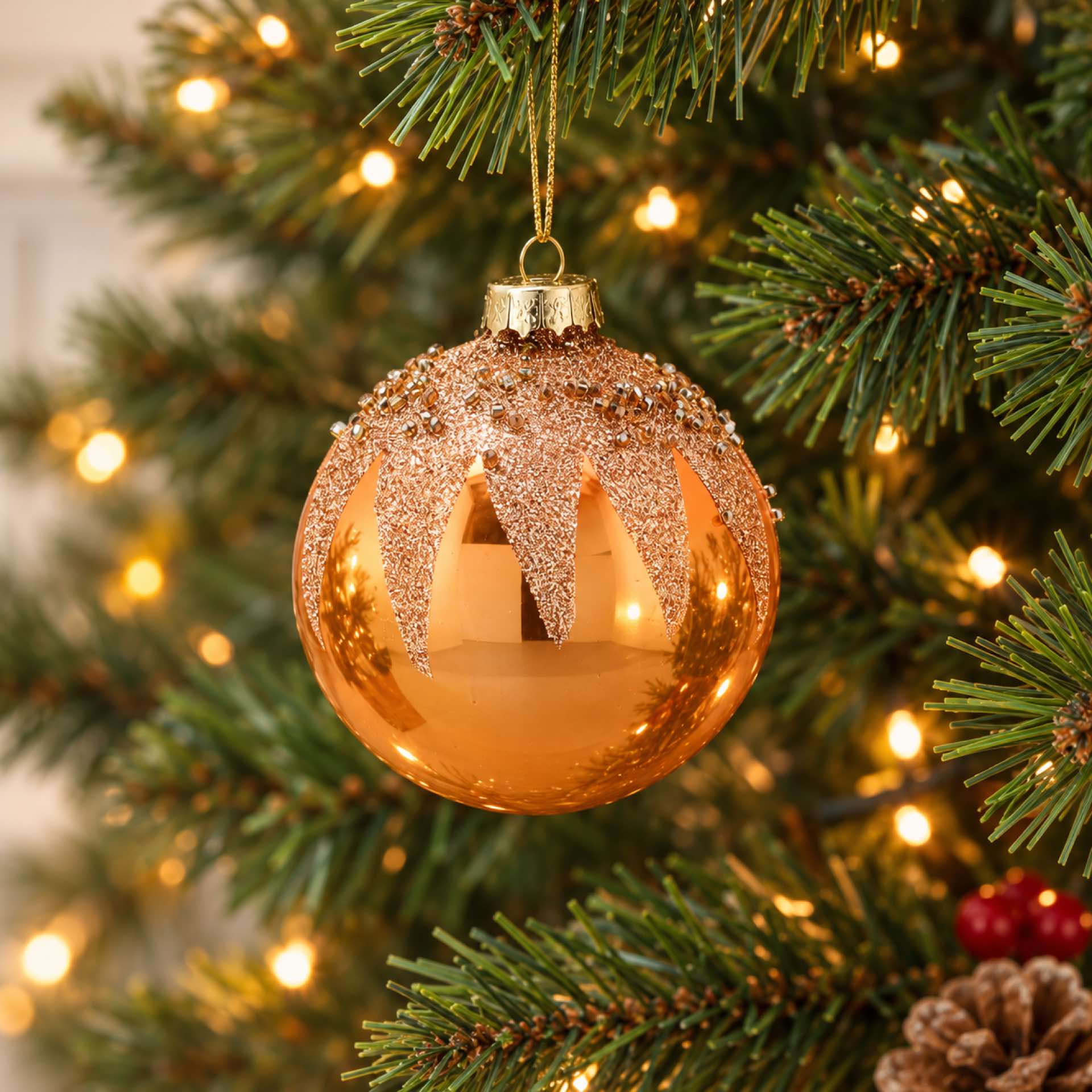 Bola de Navidad dorada de cristal &Oslash;8cm