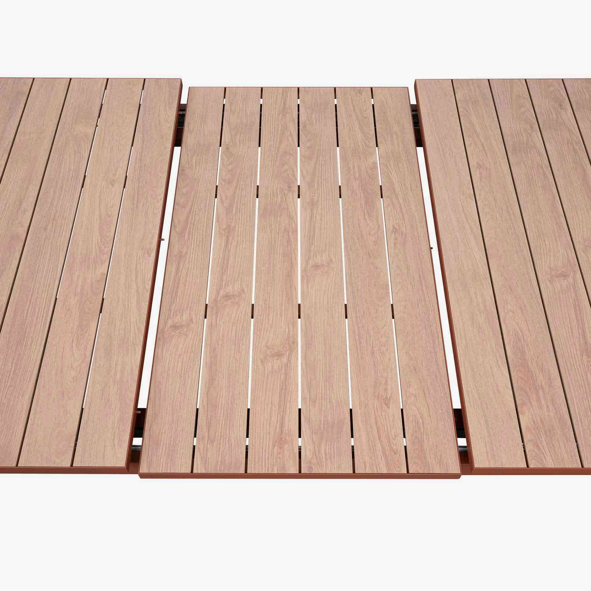 Mesa de comedor de jard&iacute;n extensible de aluminio caoba Evora 214x110x77cm