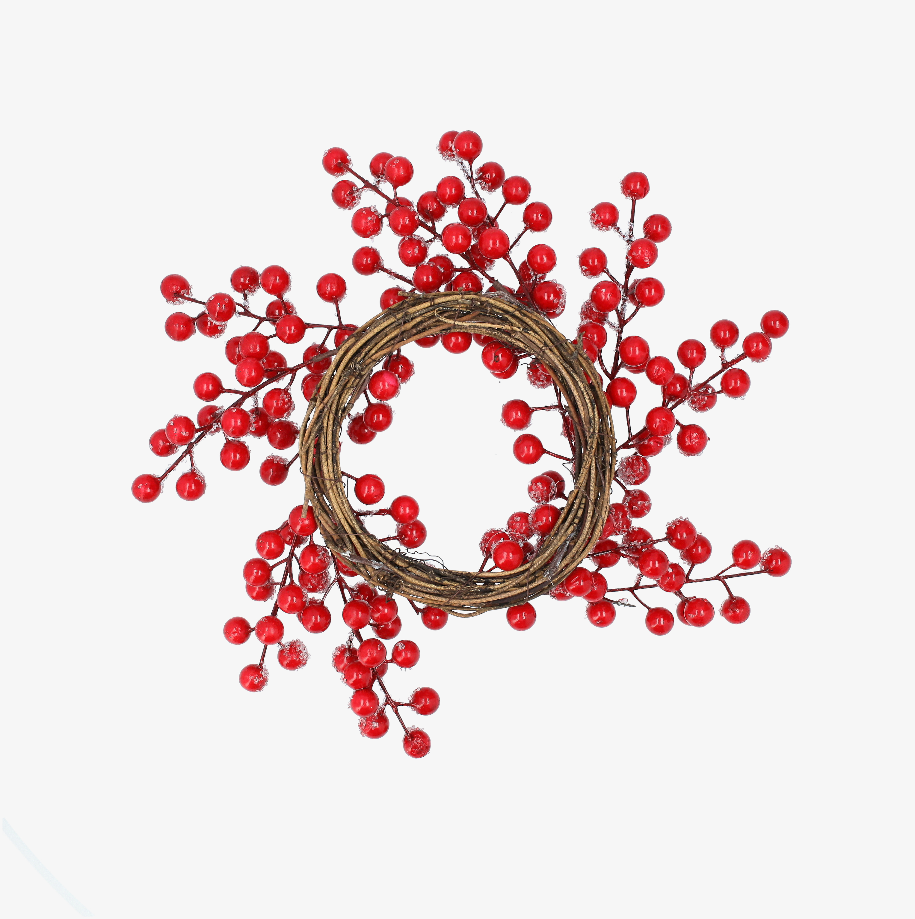 Anillo para vela de frutos rojos con efecto escarcha 30cm