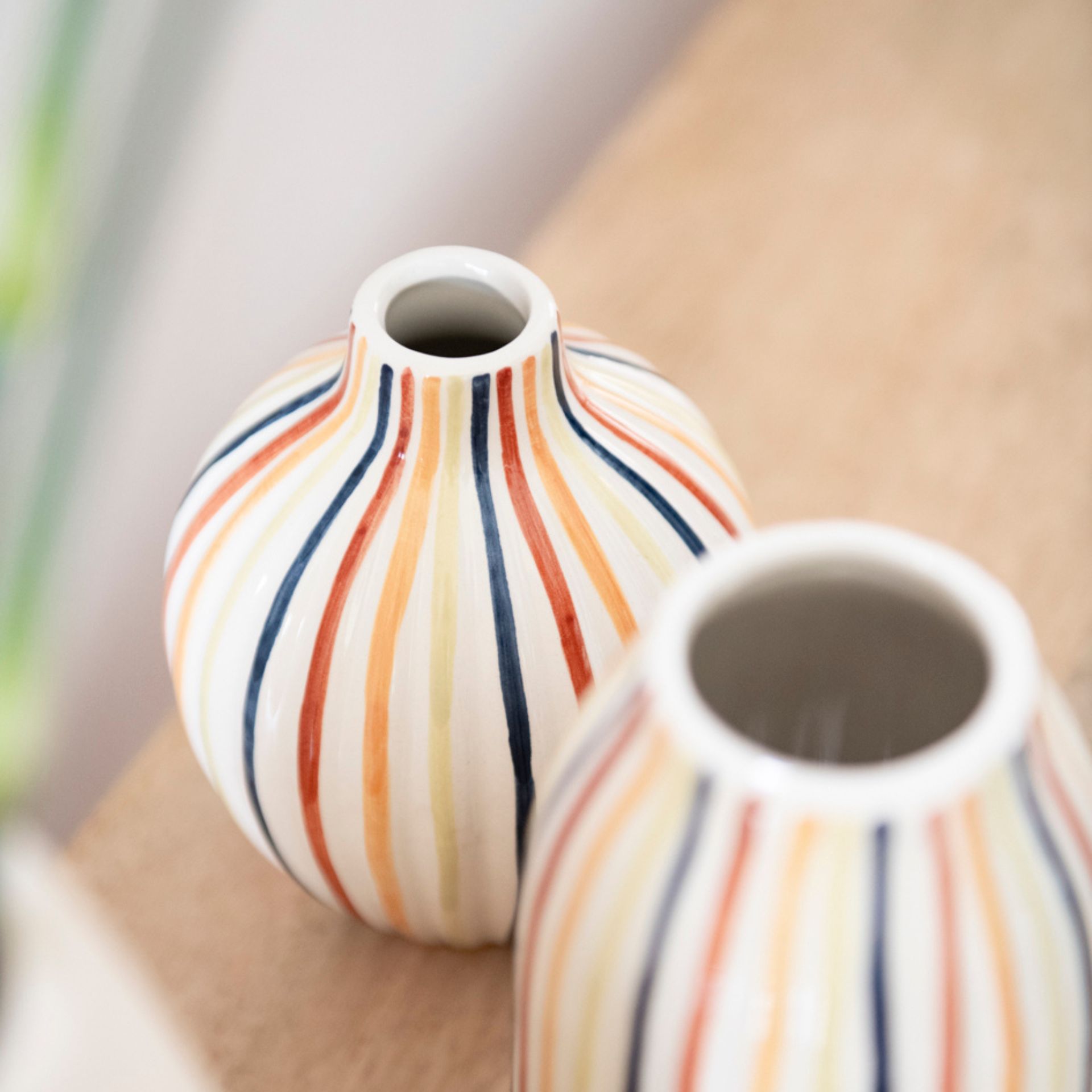 Jarrón de cerámica rayas multicolor Tibor Ø12x15cm