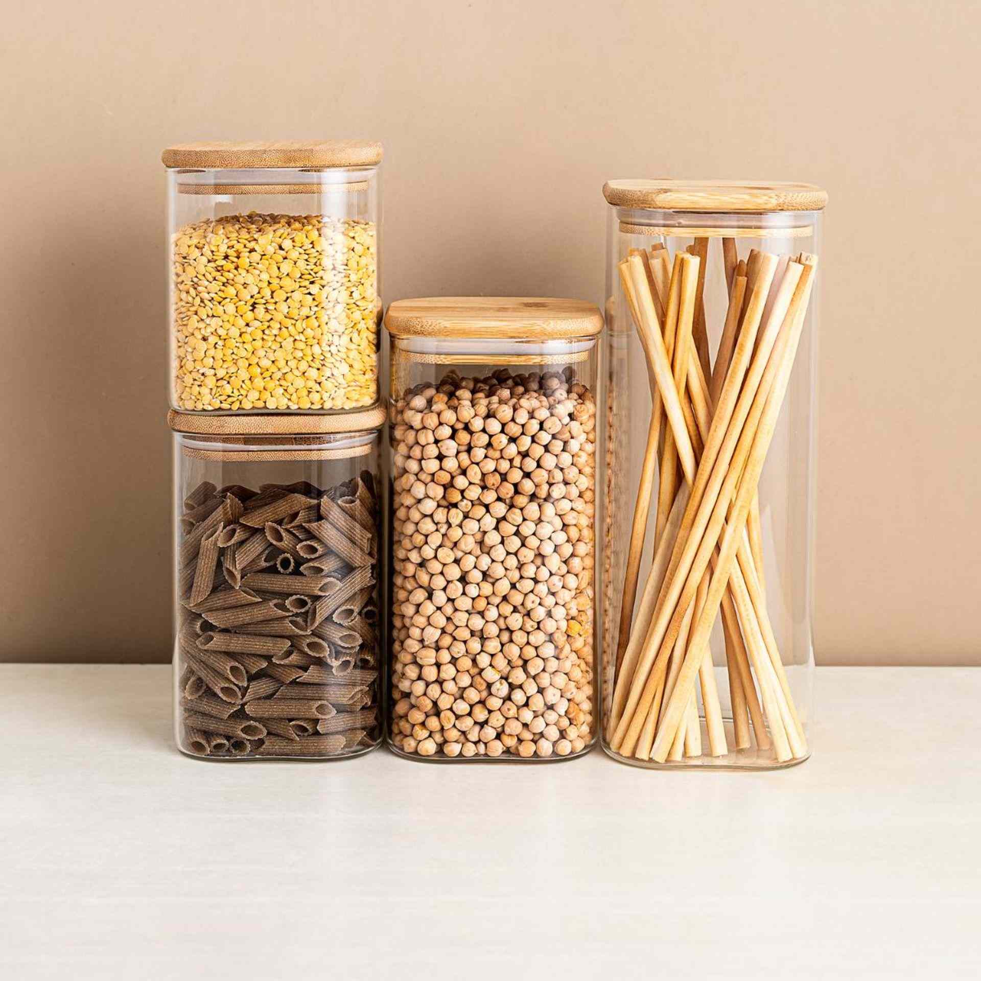 Tarro de cristal con tapa de bamb&uacute; Brila 1,4L