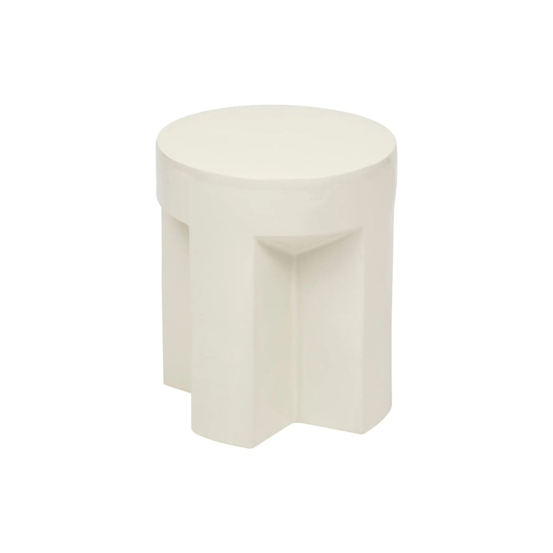 Mesa auxiliar de cer&aacute;mica marfil Mila &Oslash;34x41cm