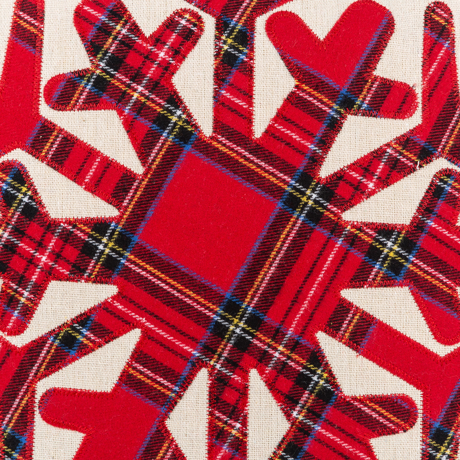 Funda de cojín con copo nieve tartán 45x45cm