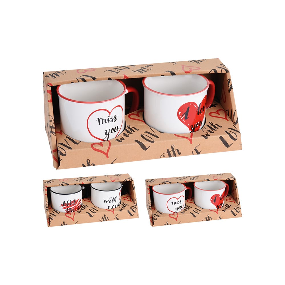 Set de 2 tazas de porcelana blanca en varios modelos 30cl