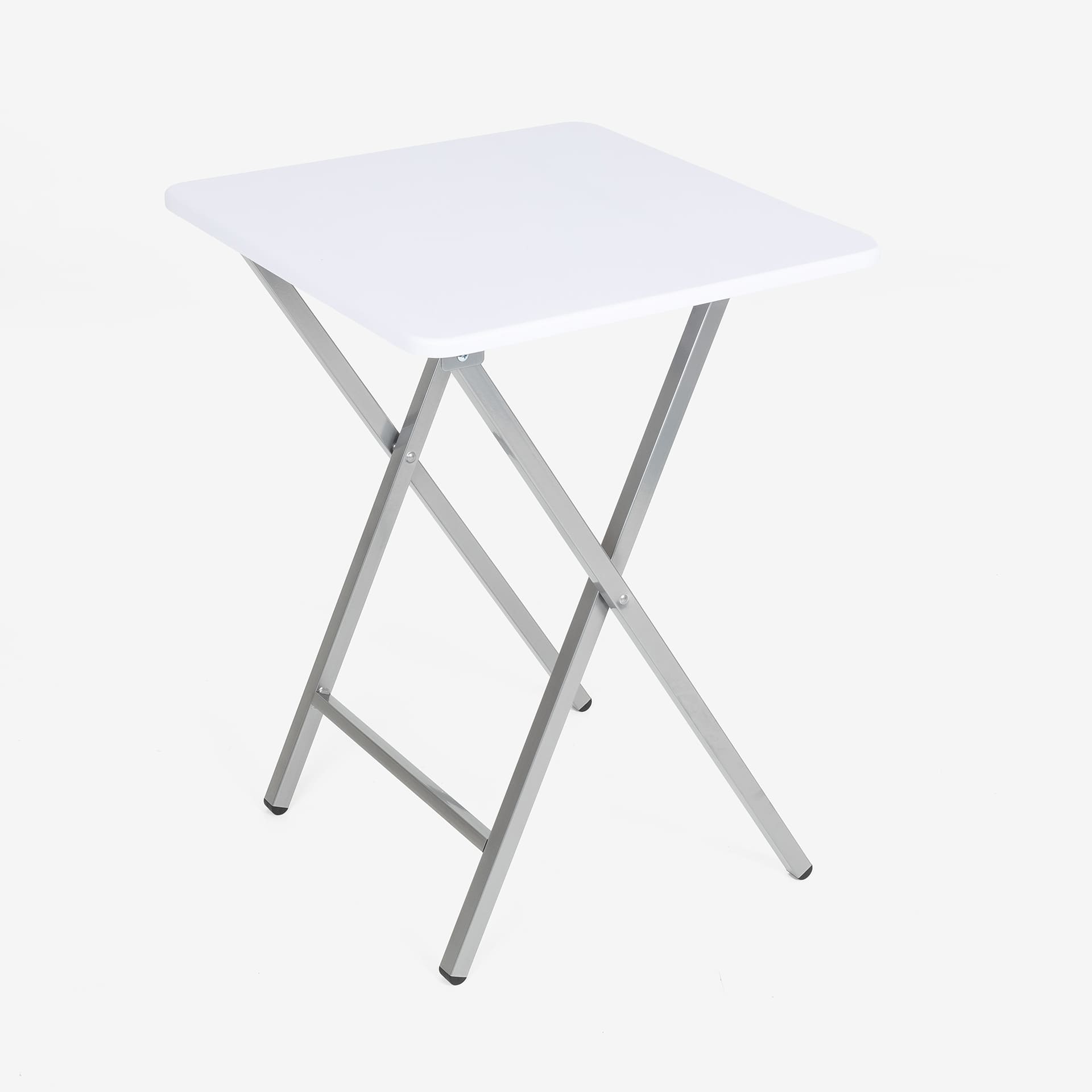 Mesa auxiliar plegable blanca 48x48x65cm