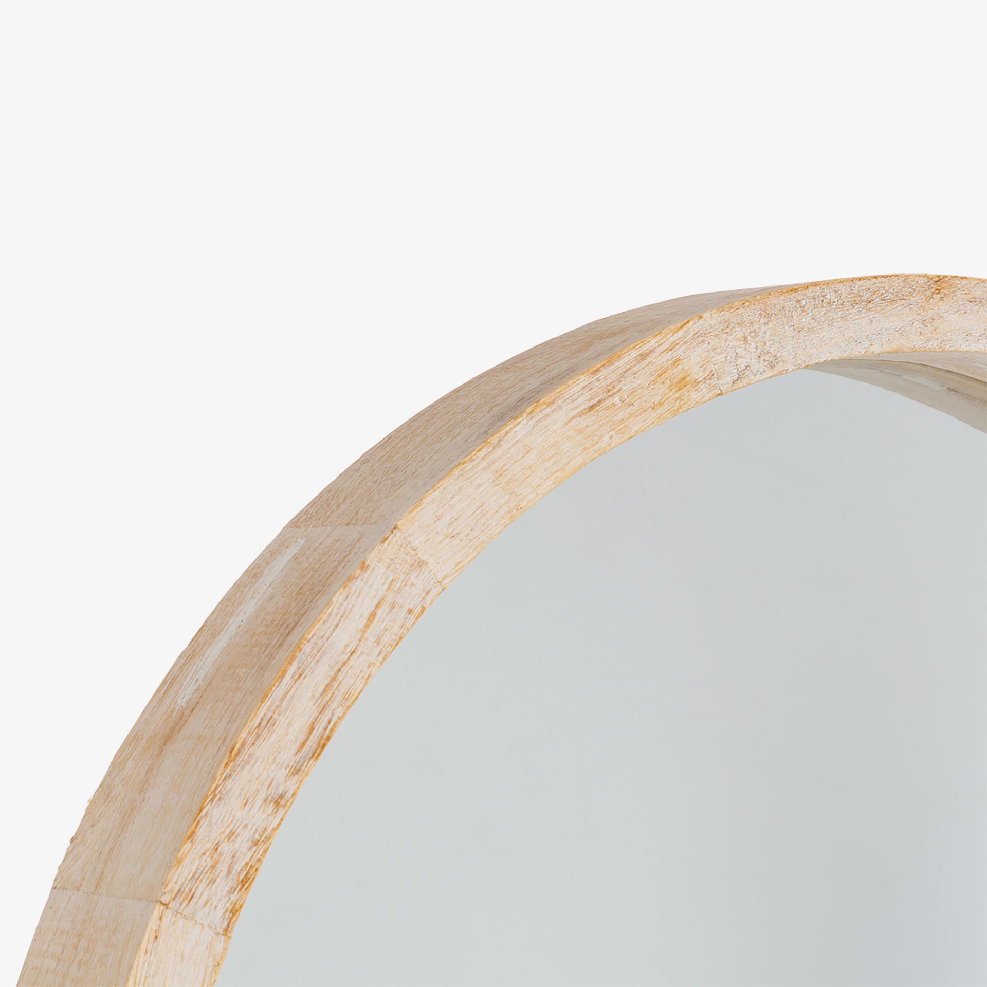 Espejo de pared redondo de madera natural Olav &Oslash;52cm
