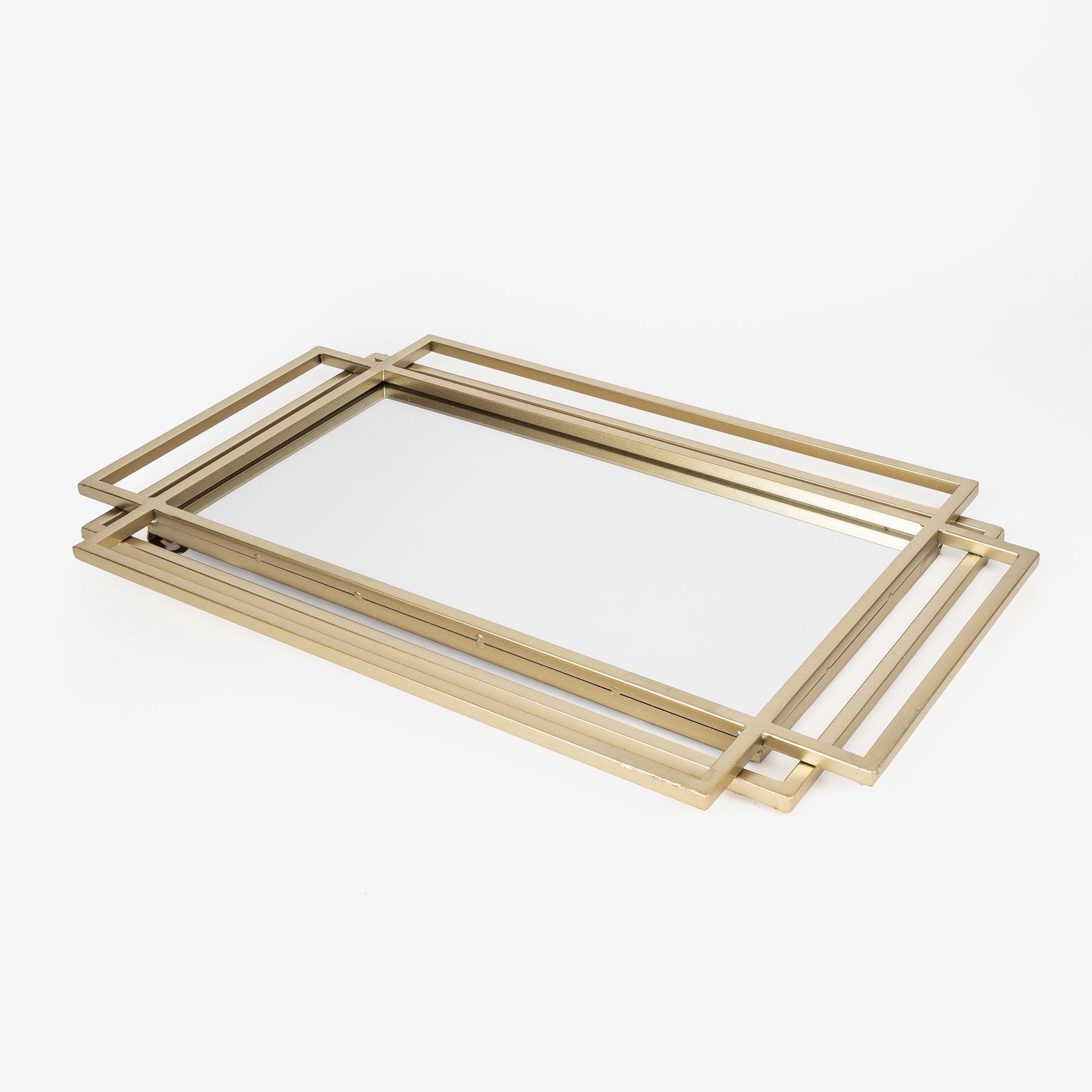 Espejo de pared rectangular de metal dorado Dulce 54x74cm