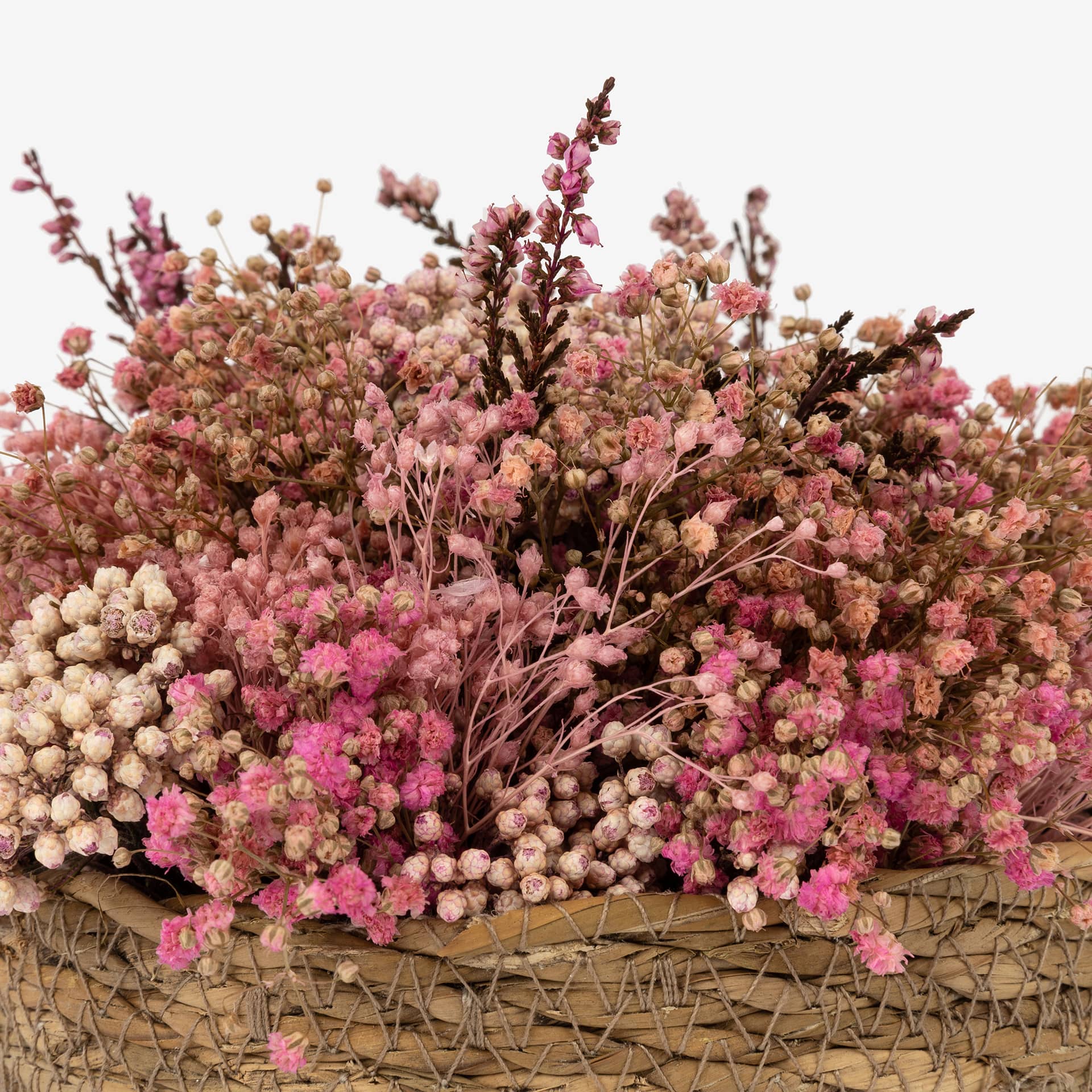 Centro floral con flores rosas variadas