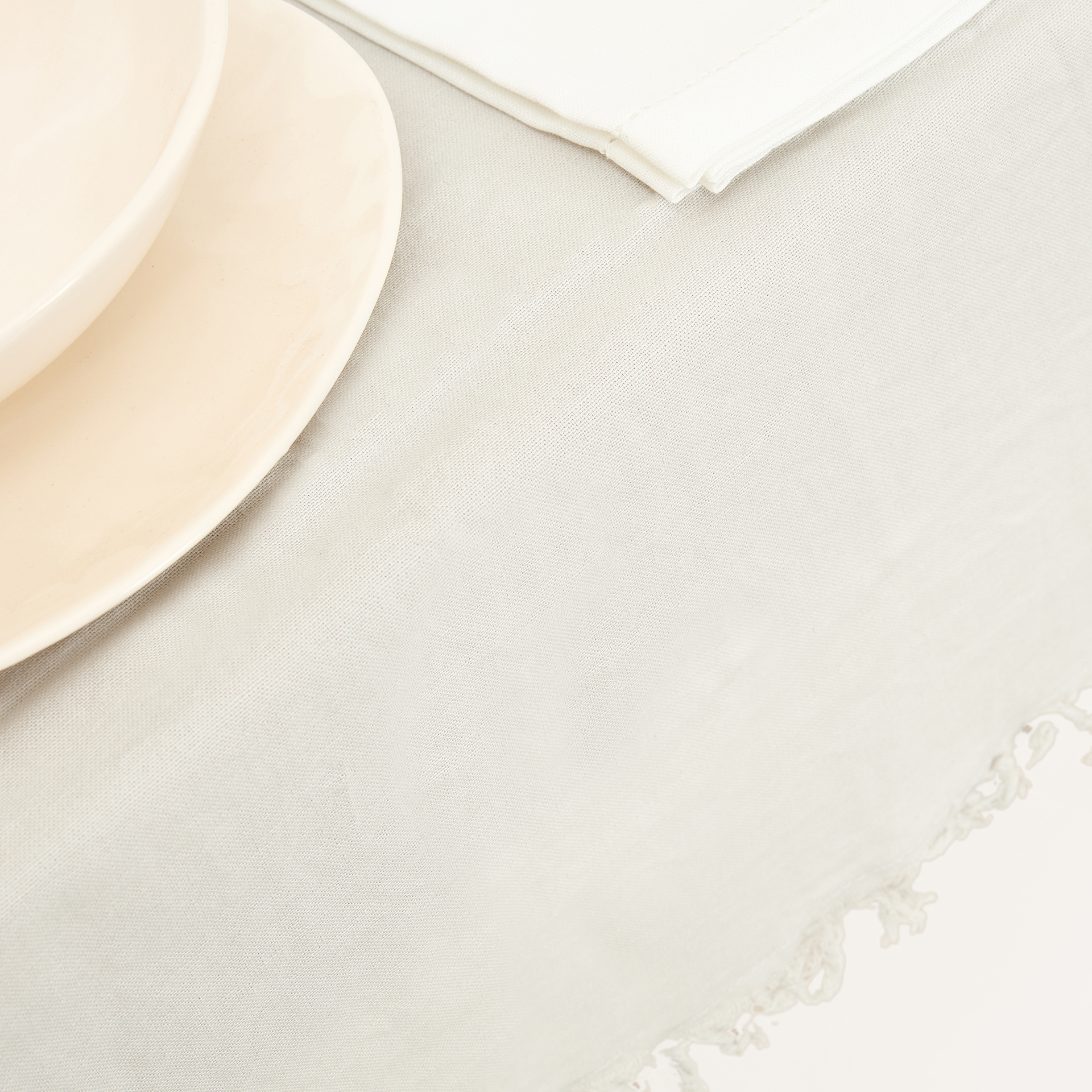 Mantel de algodón gris Flecos 140x140cm