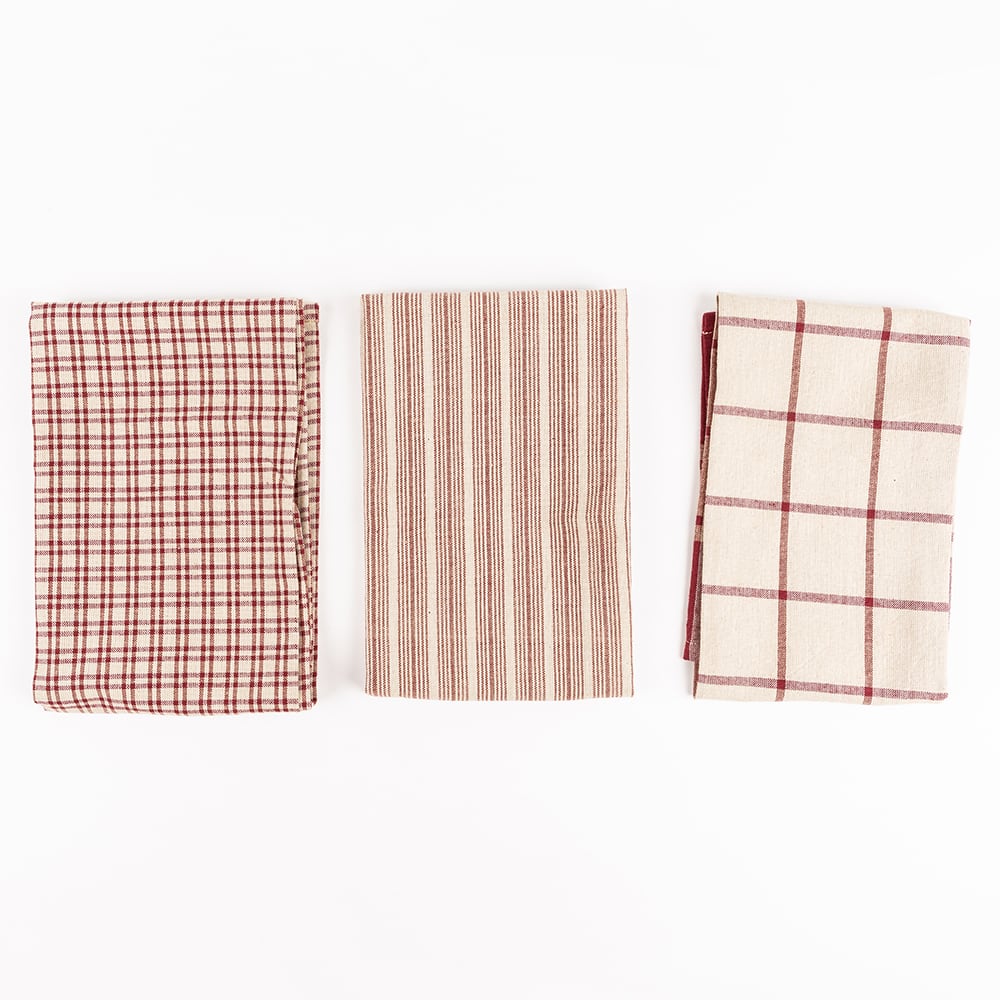 Set de 3 paños de cocina de algodón 45x70cm en varios colores