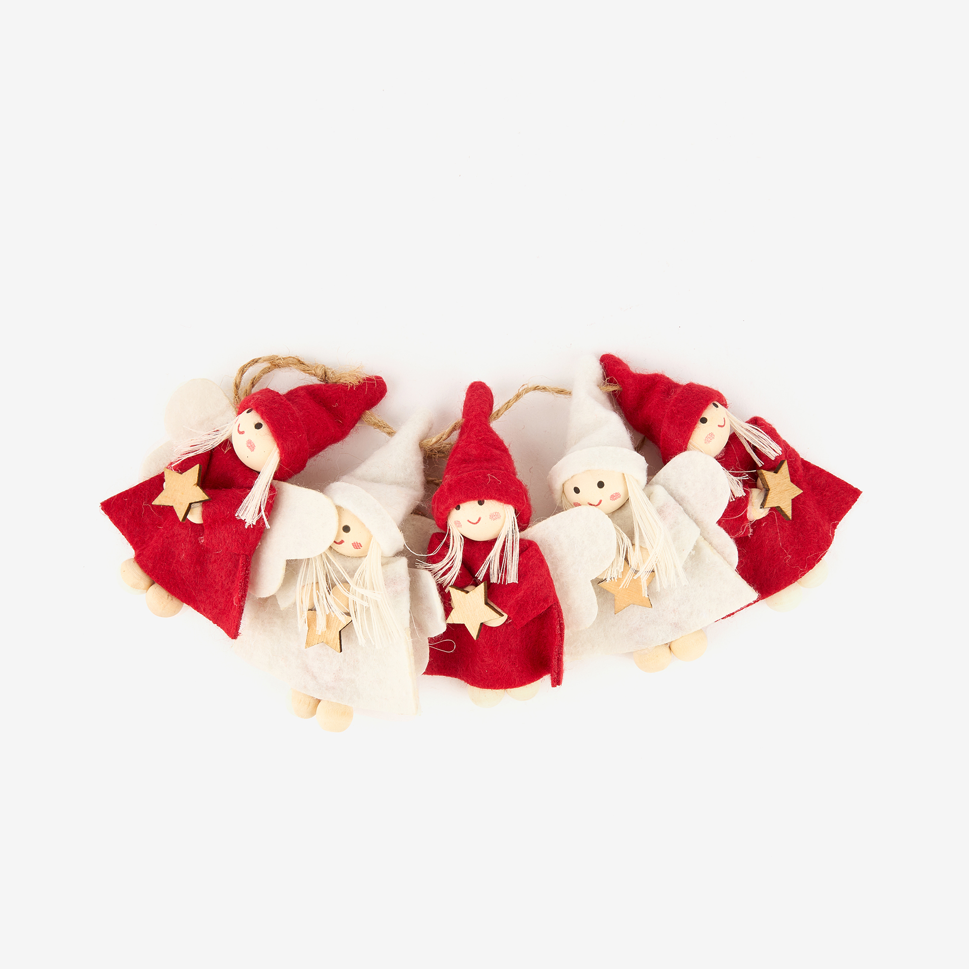 Guirnalda decorativa Niños de fieltro rojo y blanco 100cm