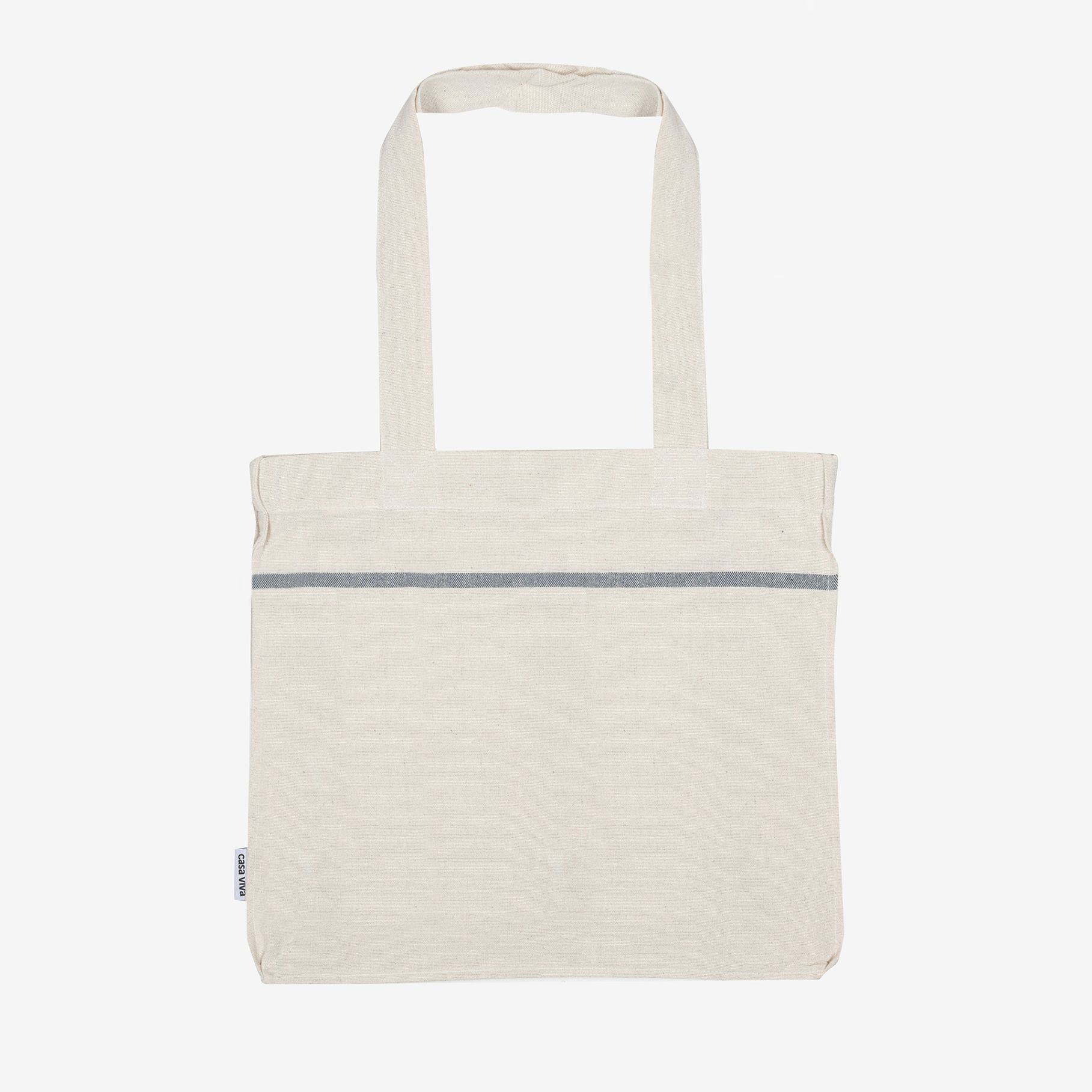 Bolso de algodón con rayas azules Niza 43x39x16cm