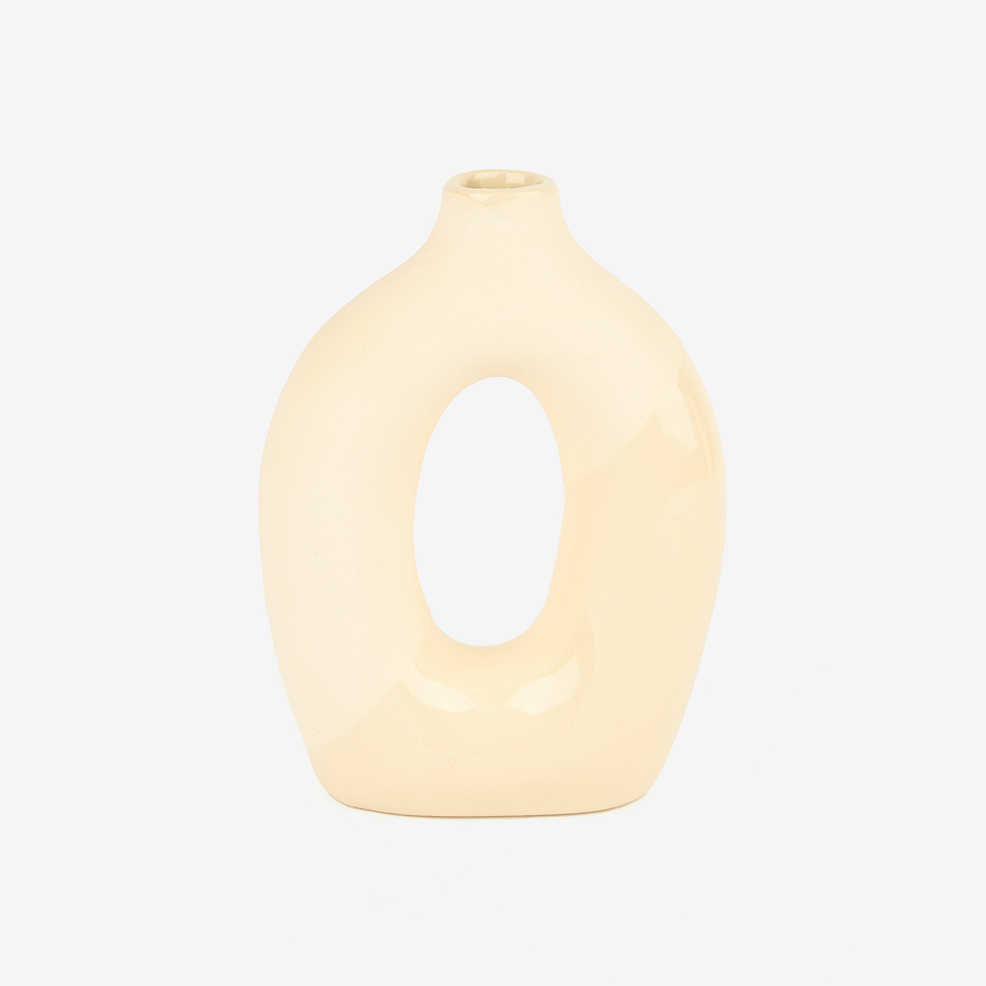 Jarrón de cerámica beige Lanio 15x21x5cm