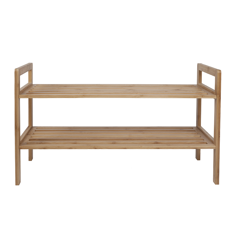 Zapatero con 2 estantes de bamb&uacute; 70x26x40cm