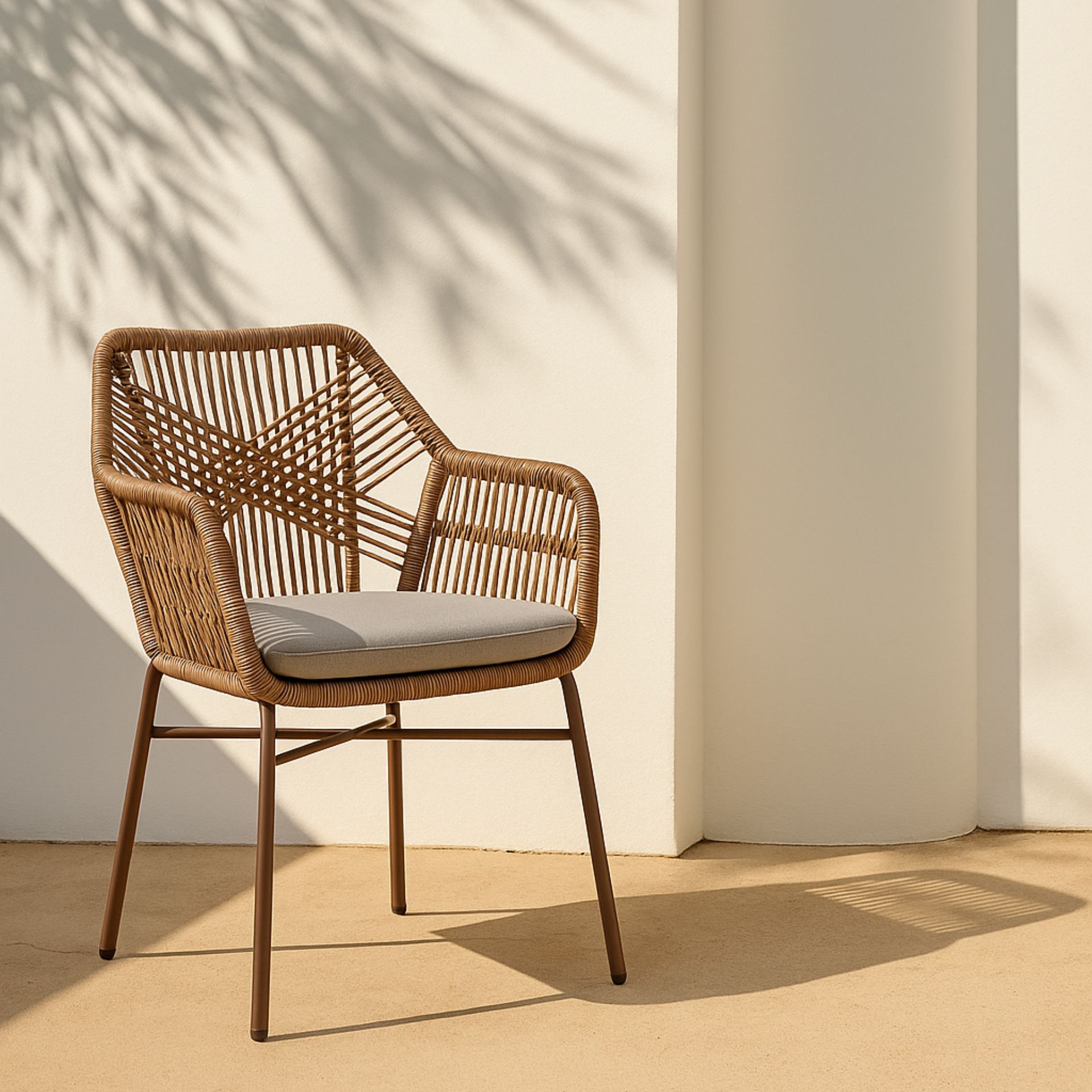 Silla de jard&iacute;n de aluminio y rat&aacute;n sint&eacute;tico Cassis 57x65x83cm