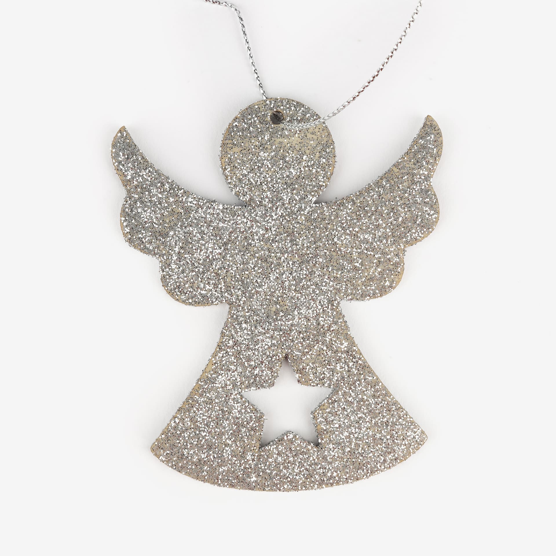 Adorno colgante de madera &Aacute;ngel plateado 8cm