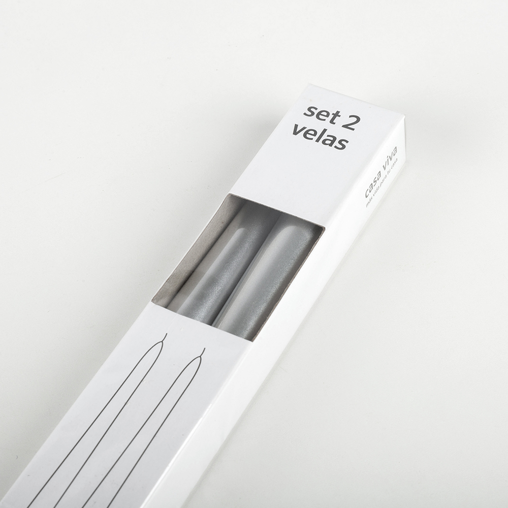 Conjunto de 2 velas para candelabro plata 25cm