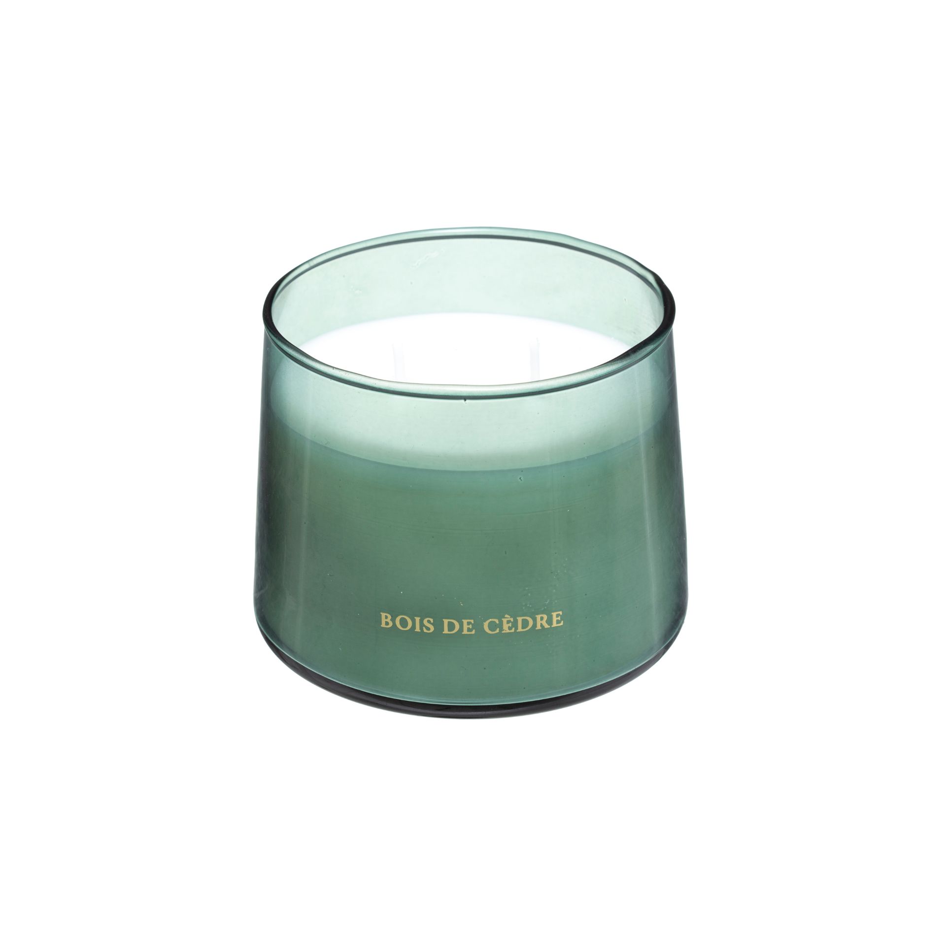 Vela aromática en vaso de cristal Madera de Cedro 300g Ø10x8cm