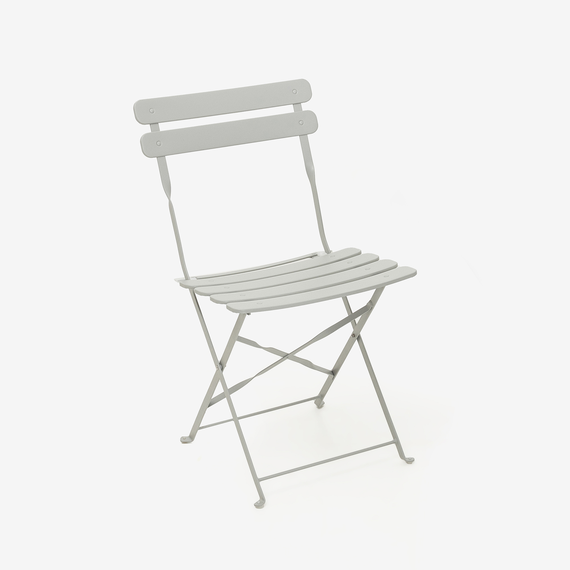 Set de jard&iacute;n plegable de mesa y 2 sillas de acero gris claro Bistro