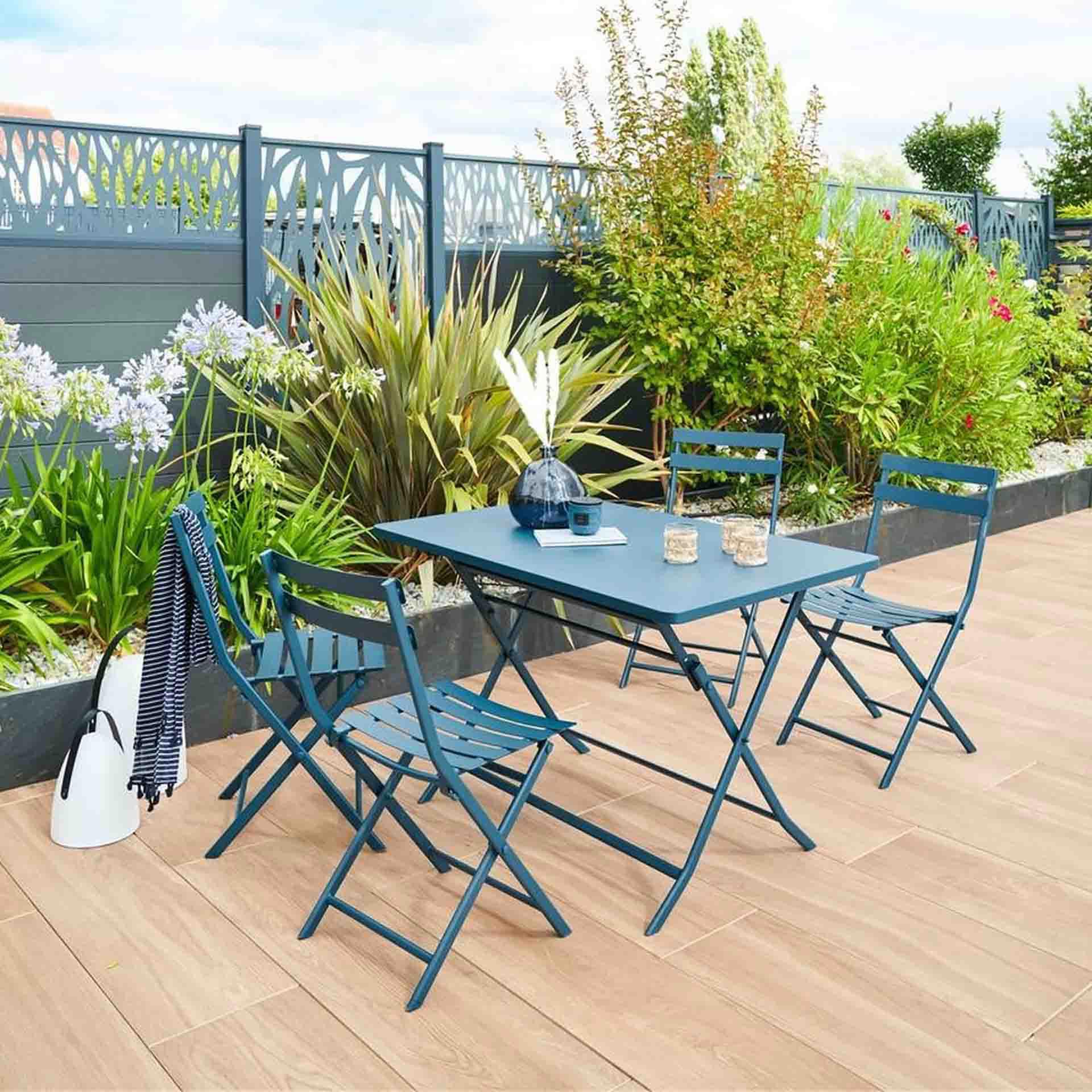 Silla de jard&iacute;n plegable de acero azul Dixie 42x51x81cm