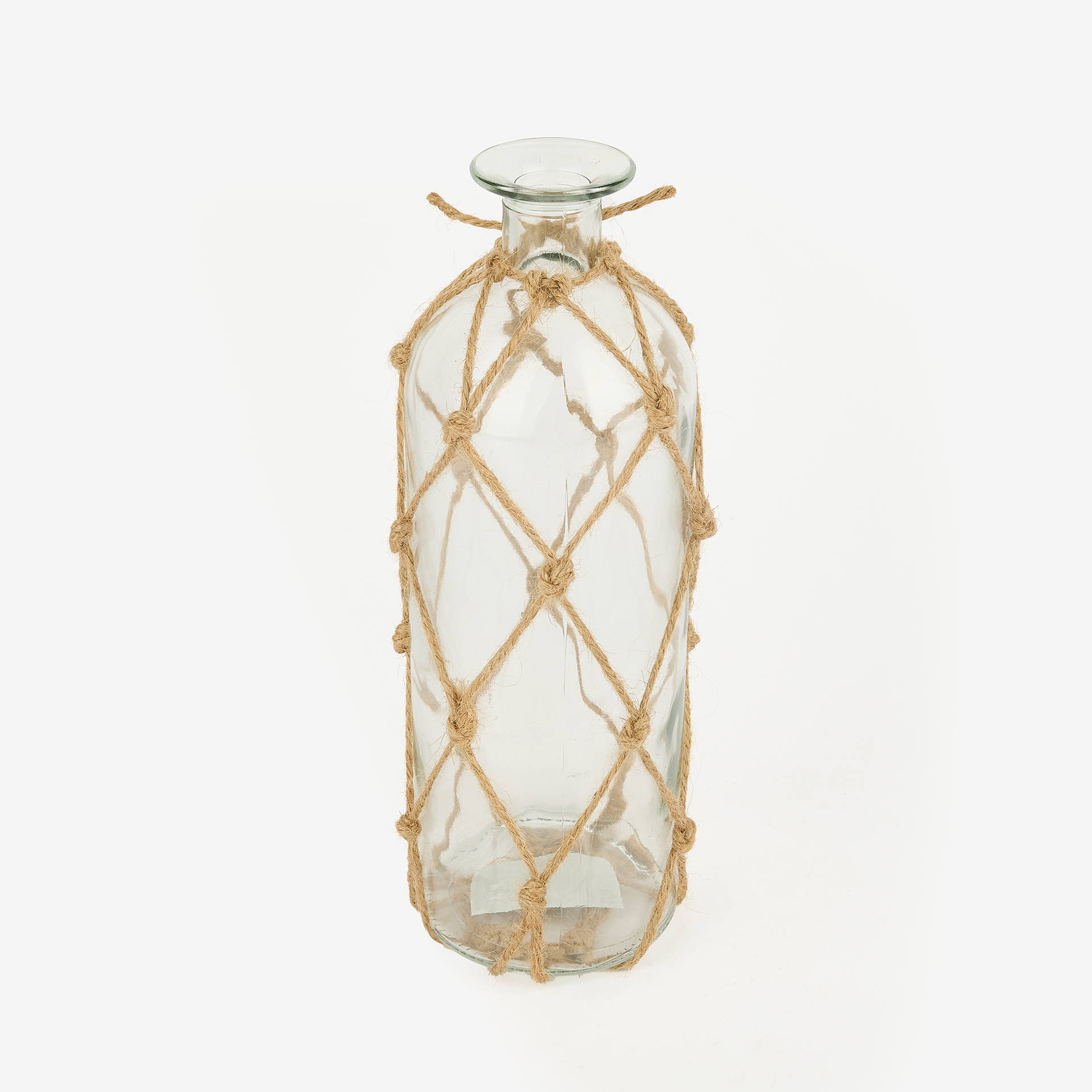 Jarrón de cristal con cuerda Rustic Ø9x28cm